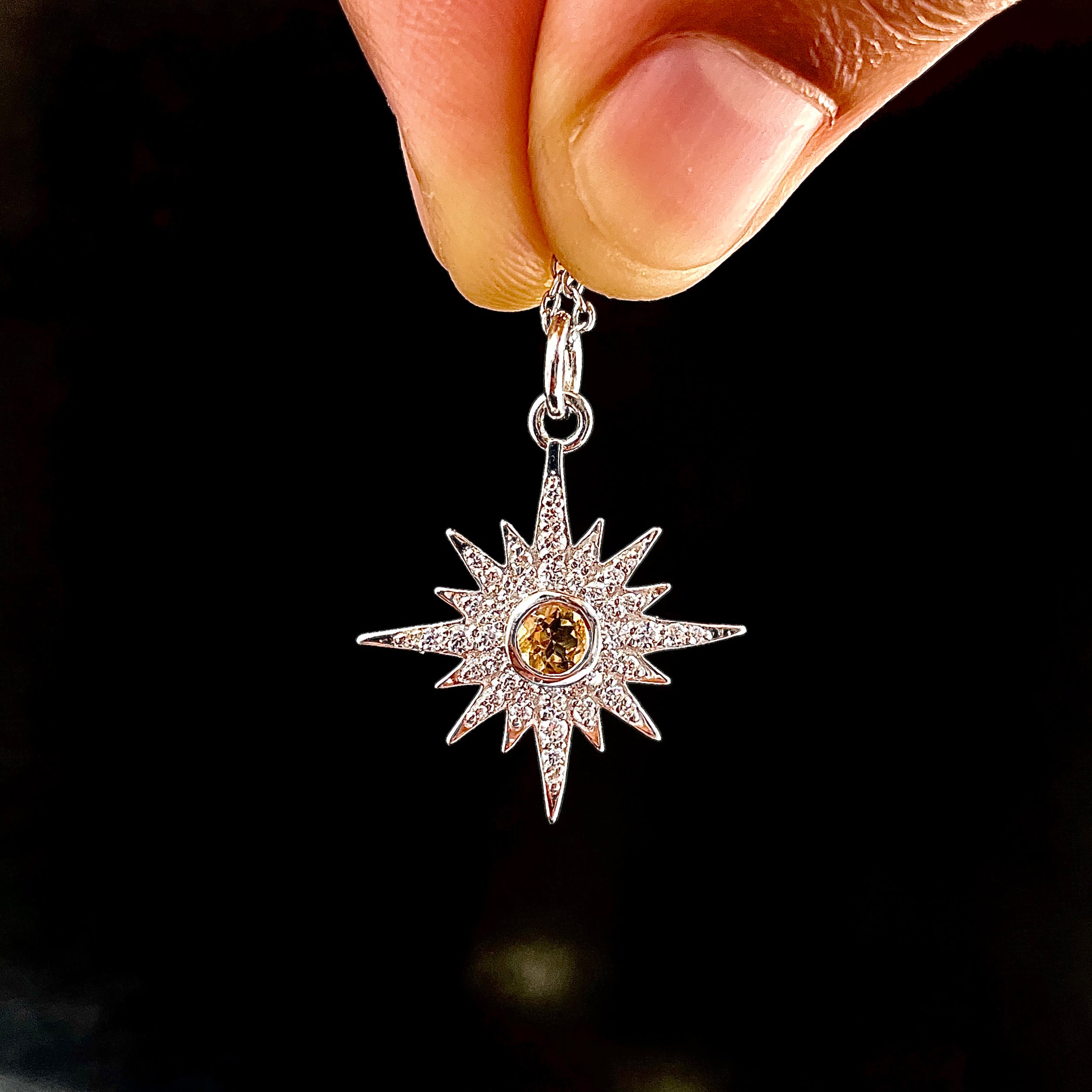 Citrine North Star Pendant-(CIT-SP-693.)