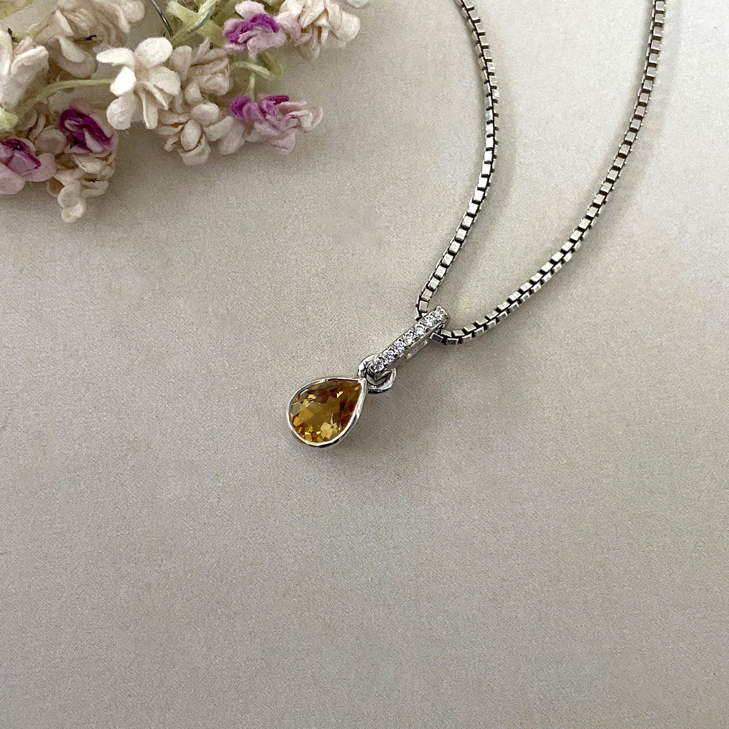 Citrine & White Topaz Pendant-(CIT-SP-779.)