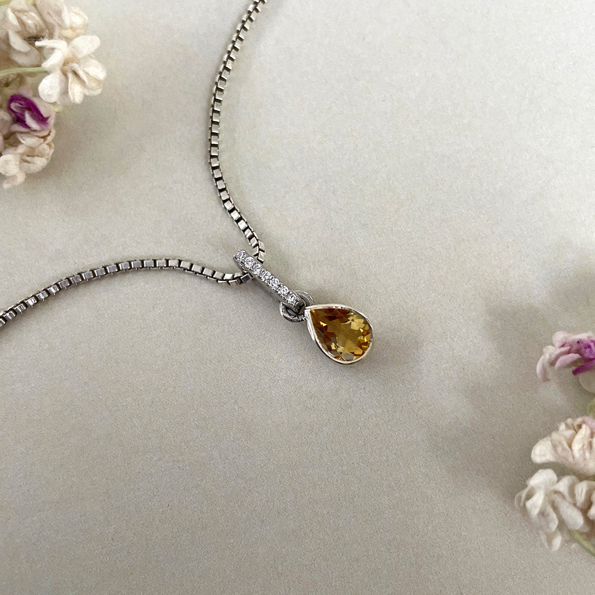 Citrine & White Topaz Pendant-(CIT-SP-779.)