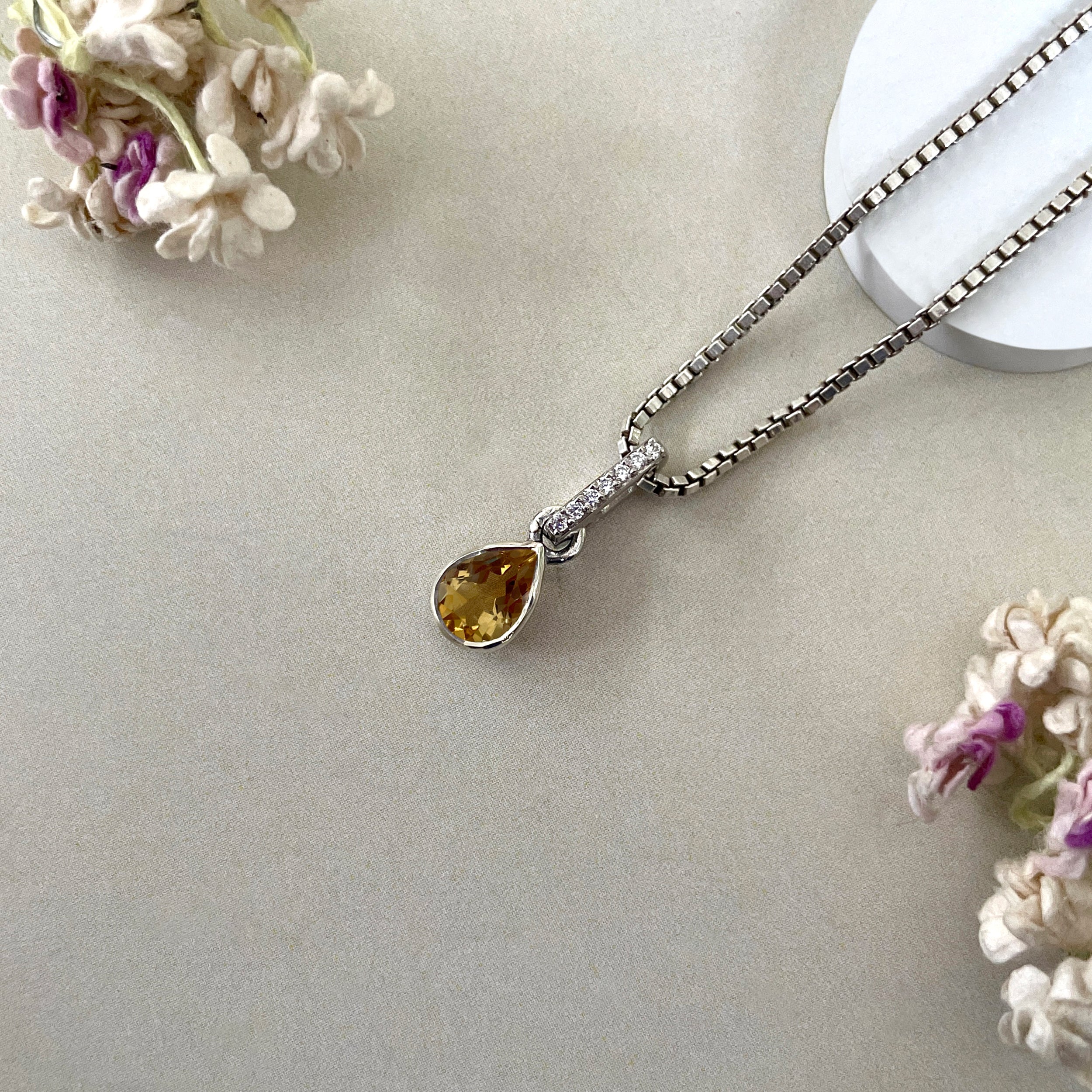 Citrine & White Topaz Pendant-(CIT-SP-779.)