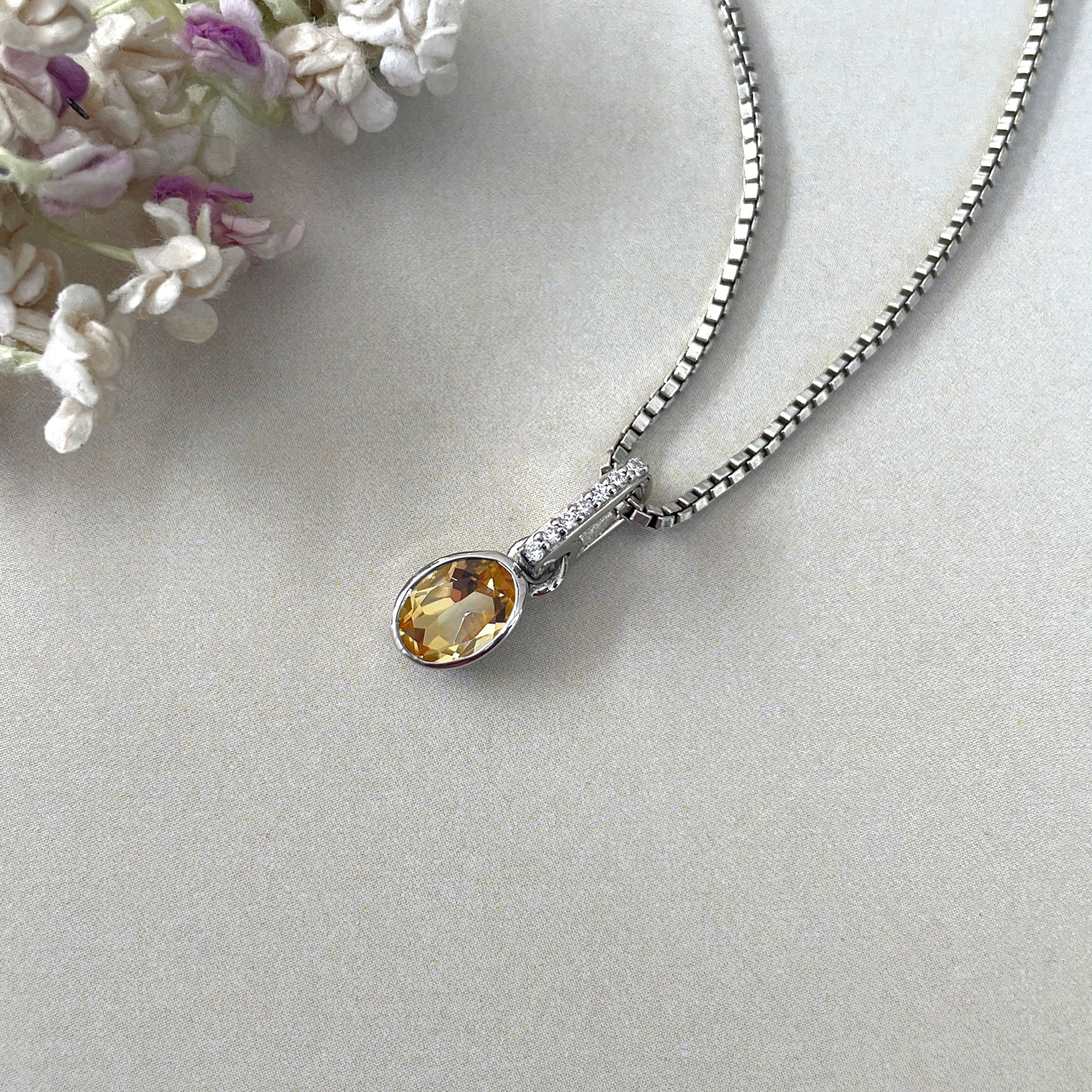 Citrine & White Topaz Pendant-(CIT-SP-780.)