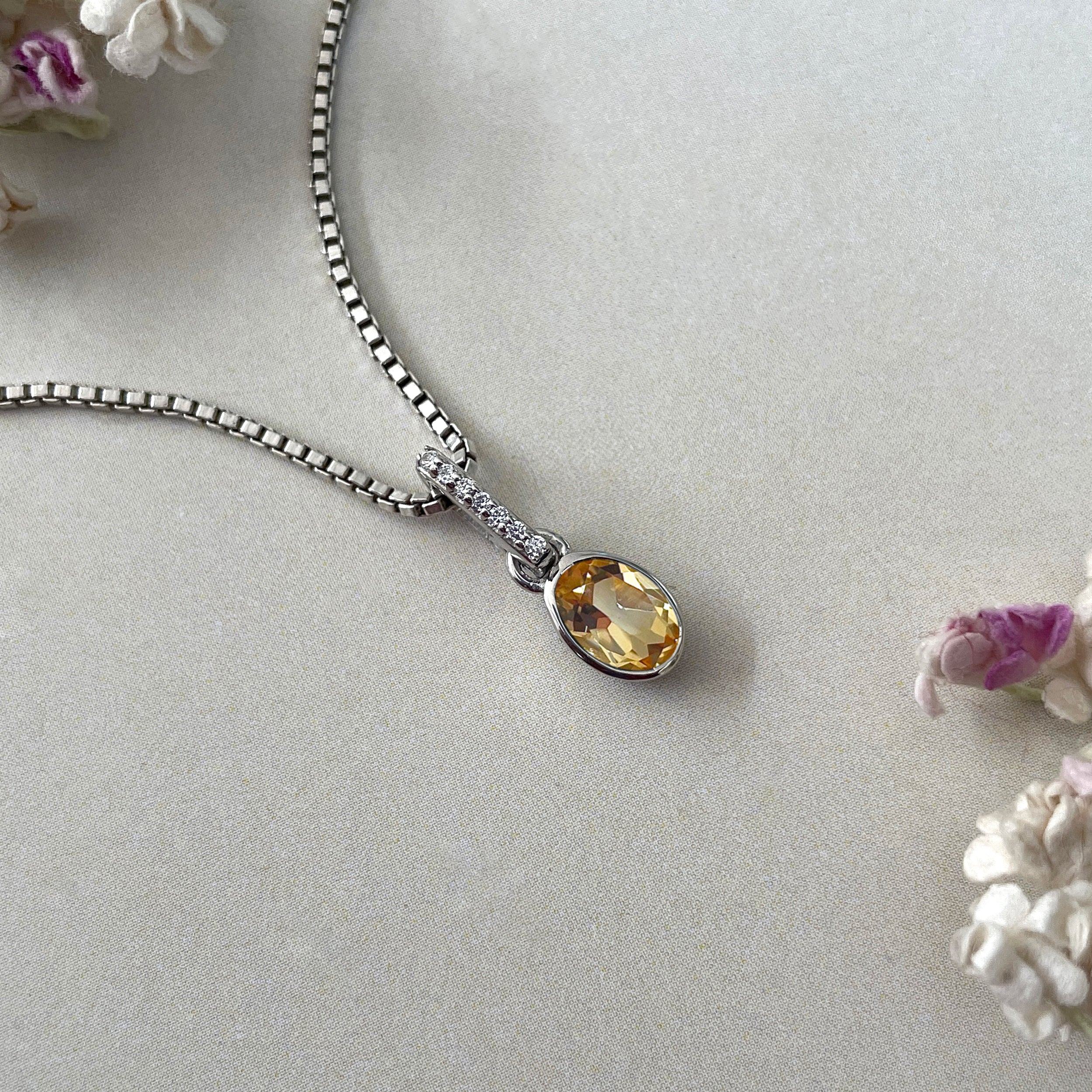 Citrine & White Topaz Pendant-(CIT-SP-780.)