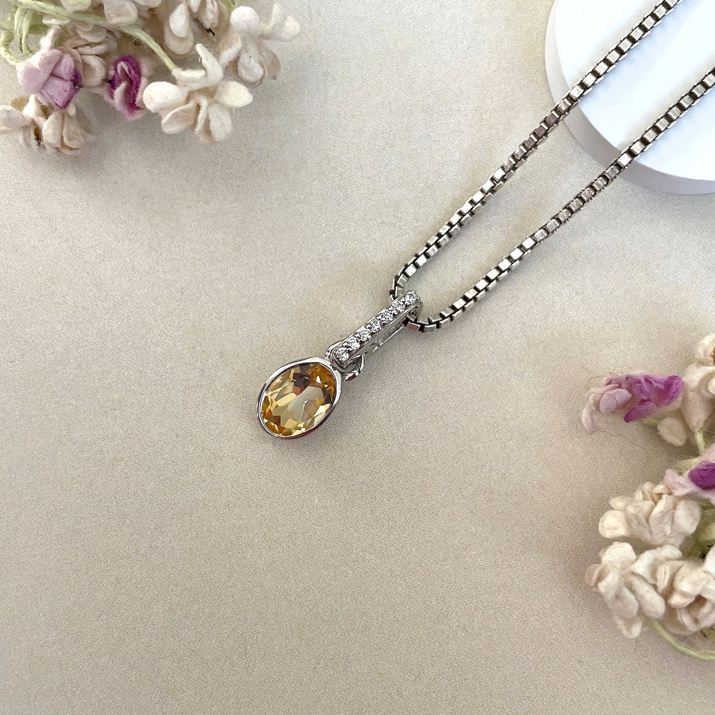 Citrine & White Topaz Pendant-(CIT-SP-780.)