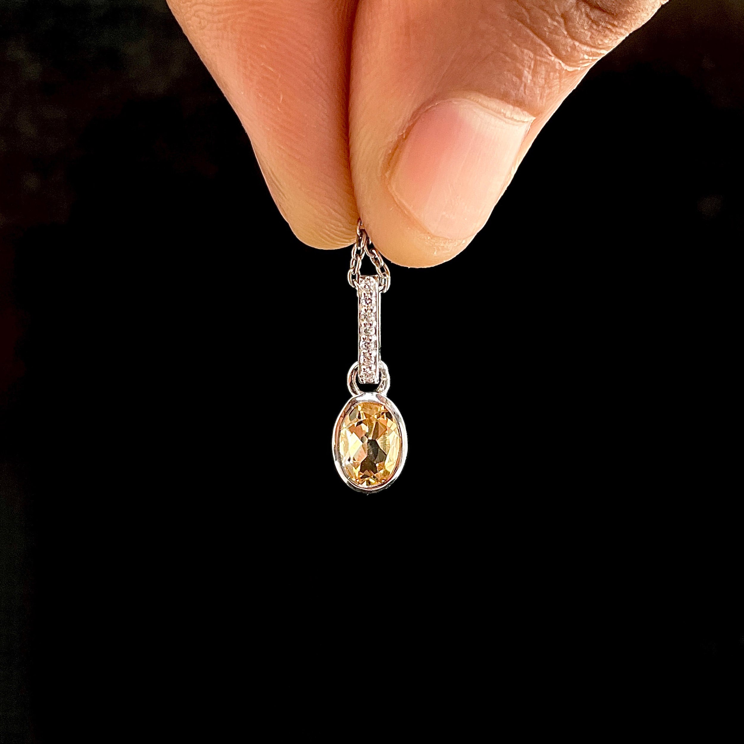 Citrine & White Topaz Pendant-(CIT-SP-780.)