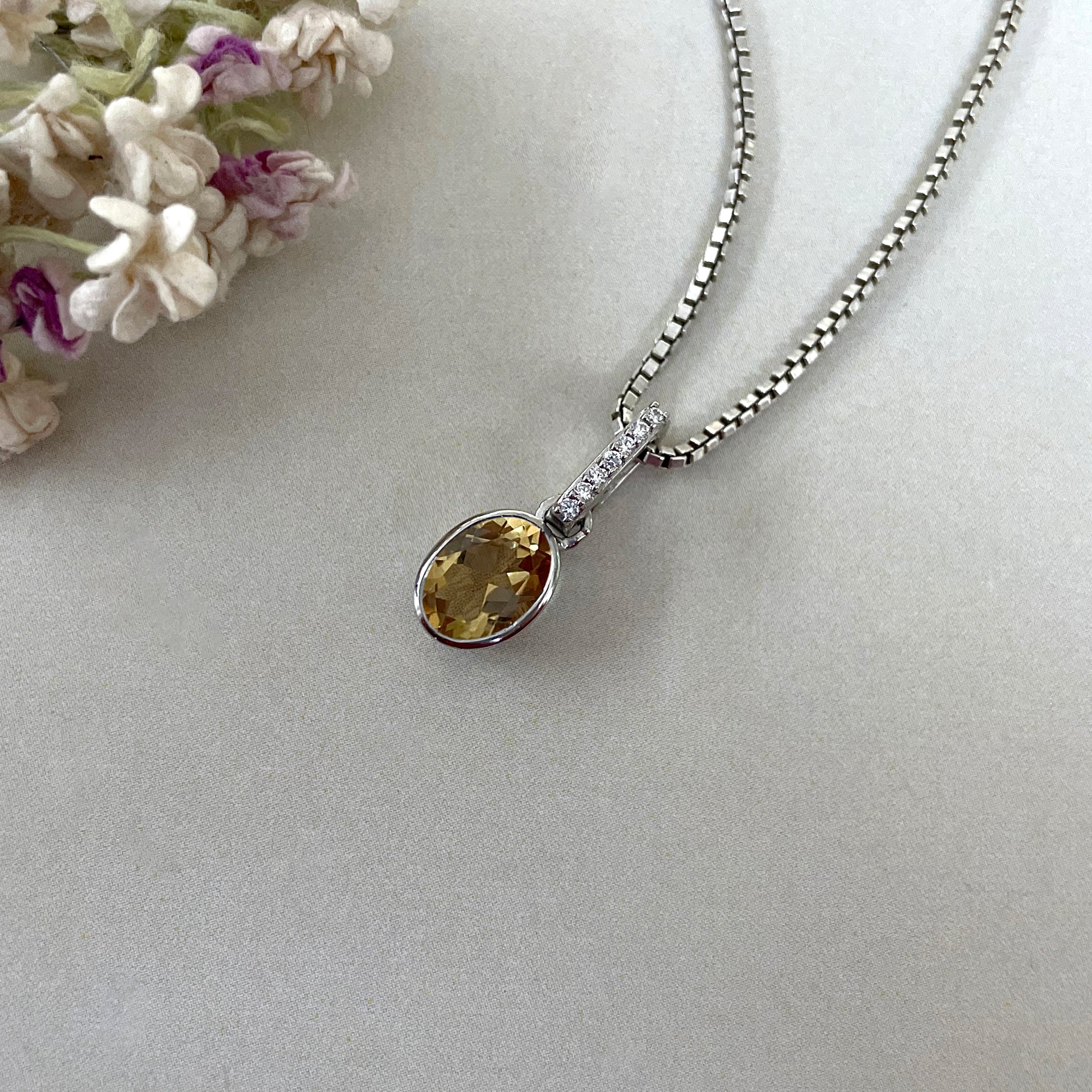 Citrine & White Topaz Pendant-(CIT-SP-792.)