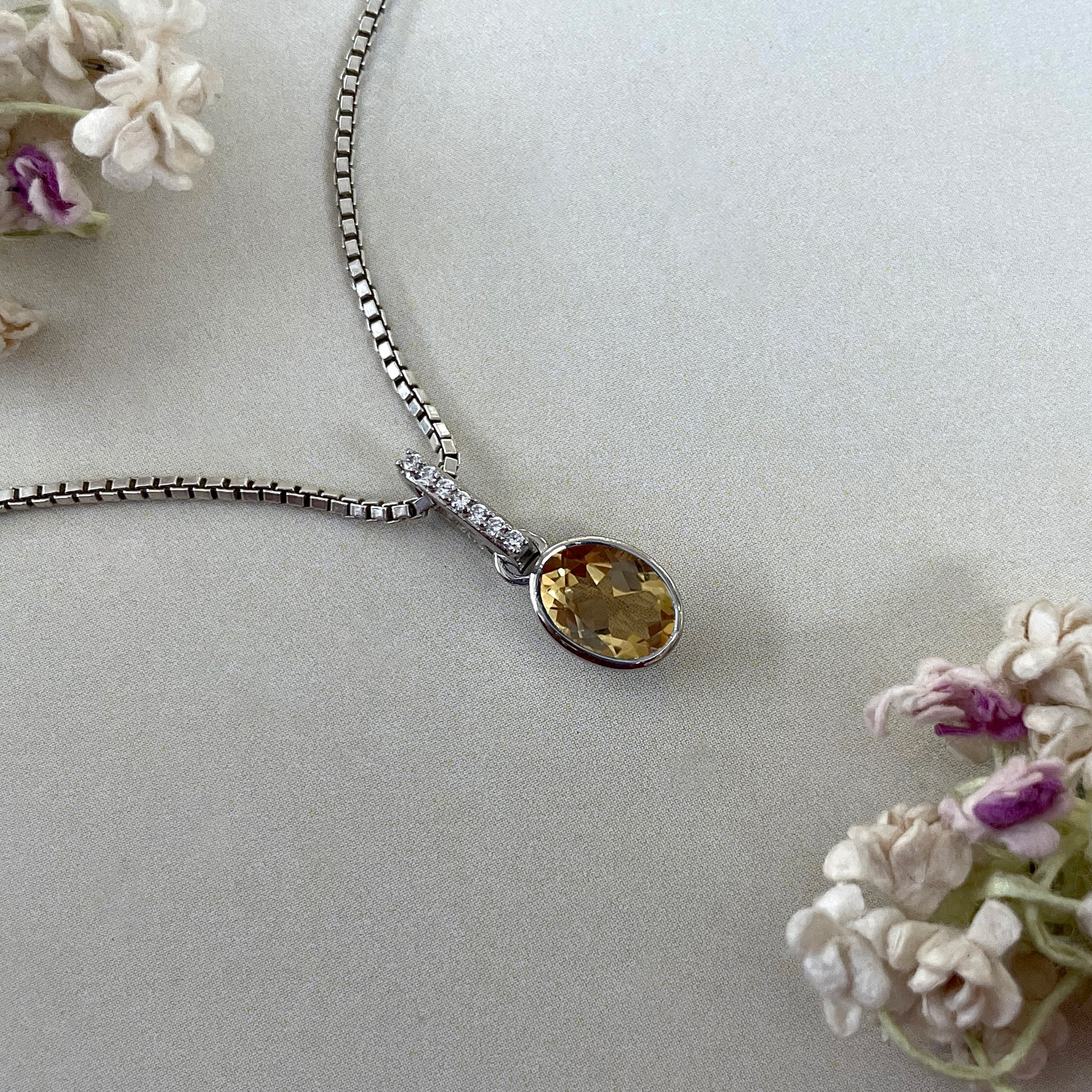 Citrine & White Topaz Pendant-(CIT-SP-792.)