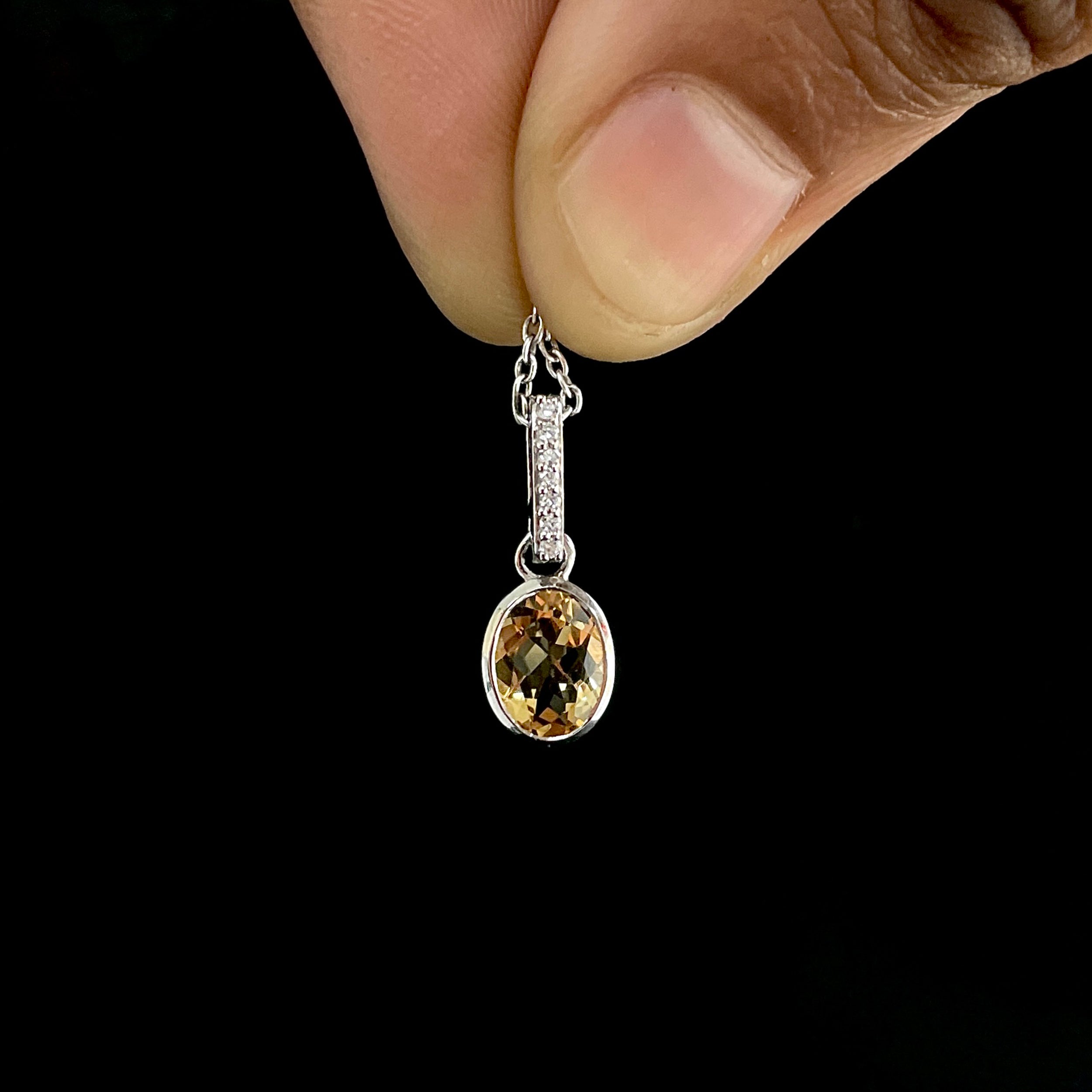 Citrine & White Topaz Pendant-(CIT-SP-792.)