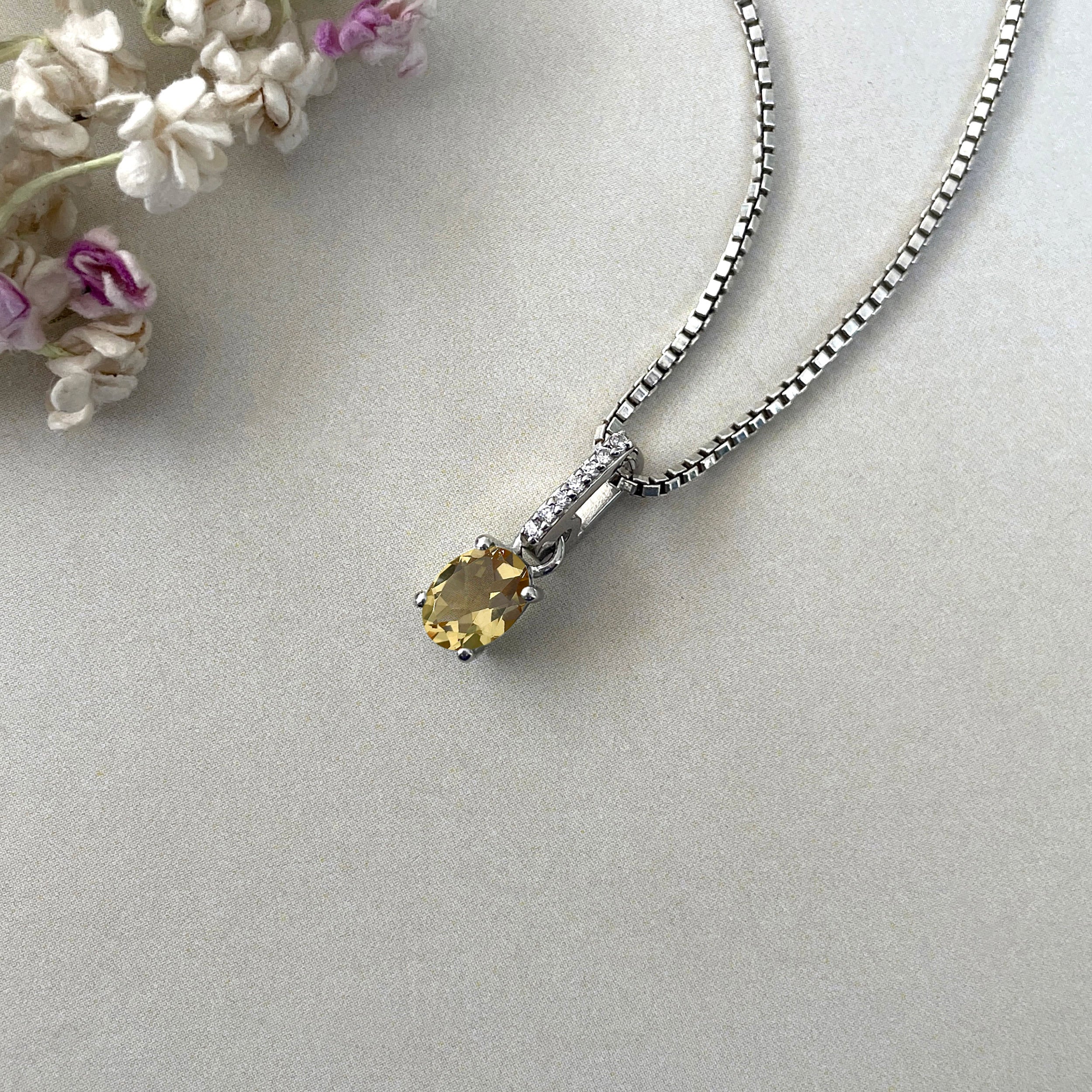Citrine & White Topaz Pendant-(CIT-SP-915.)