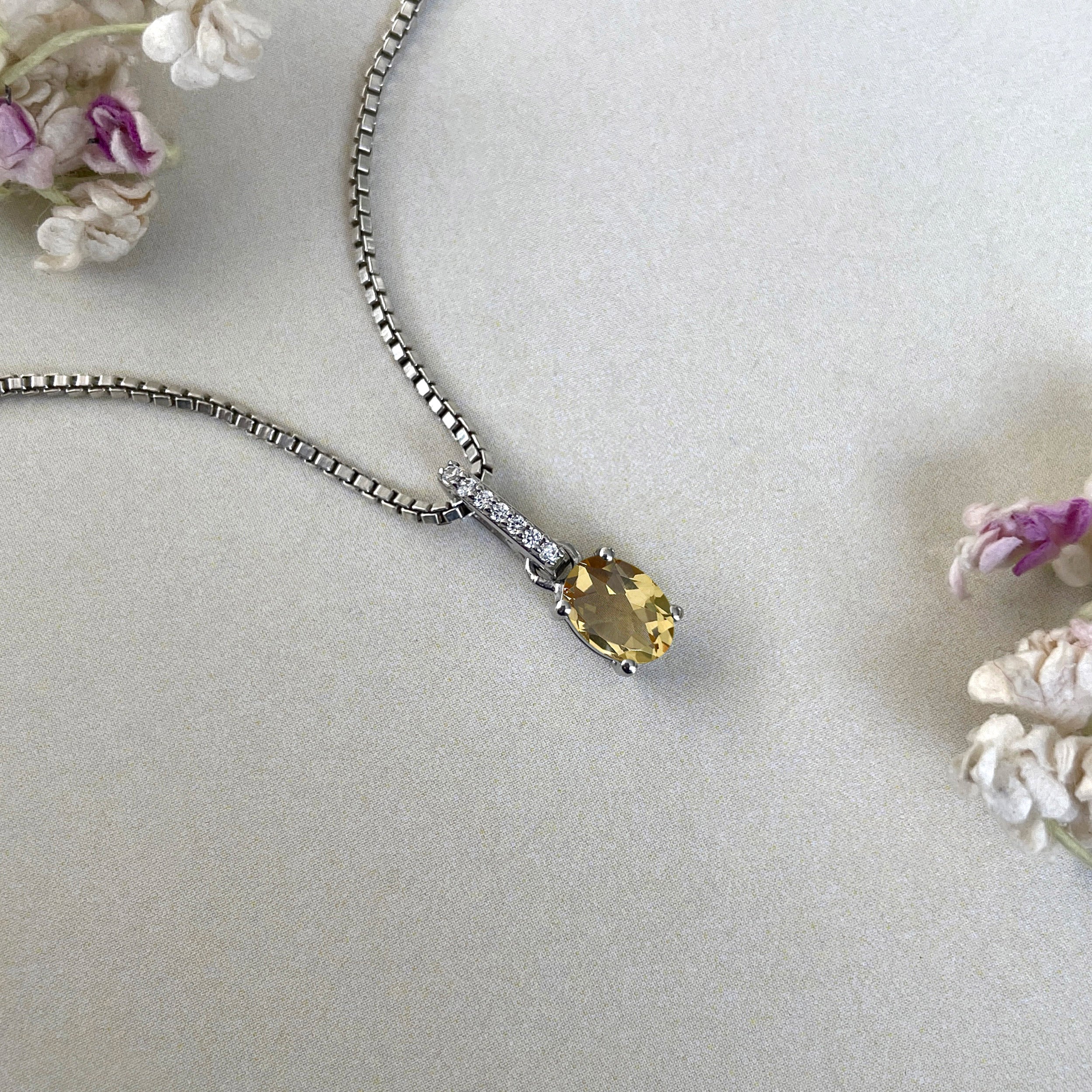 Citrine & White Topaz Pendant-(CIT-SP-915.)