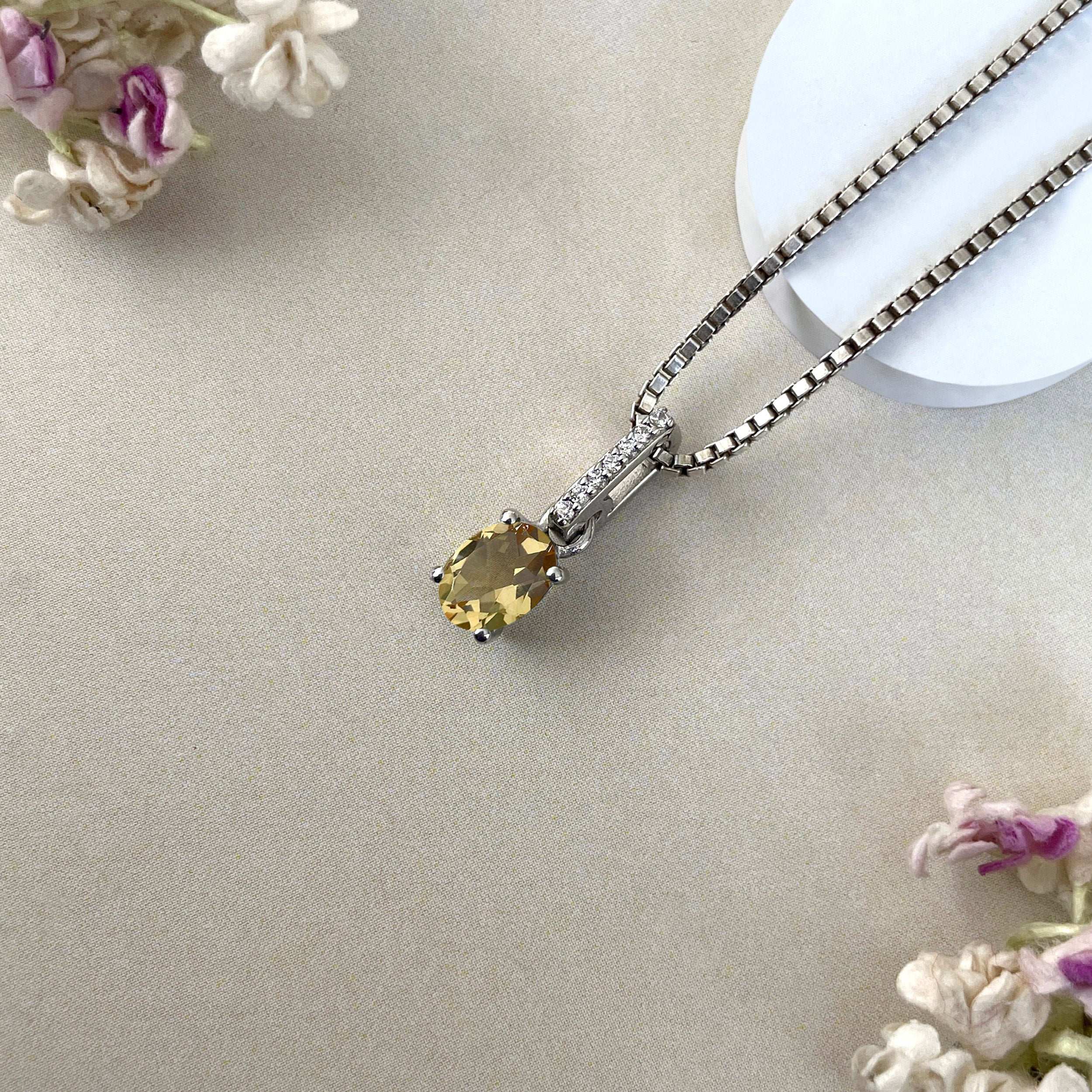 Citrine & White Topaz Pendant-(CIT-SP-915.)