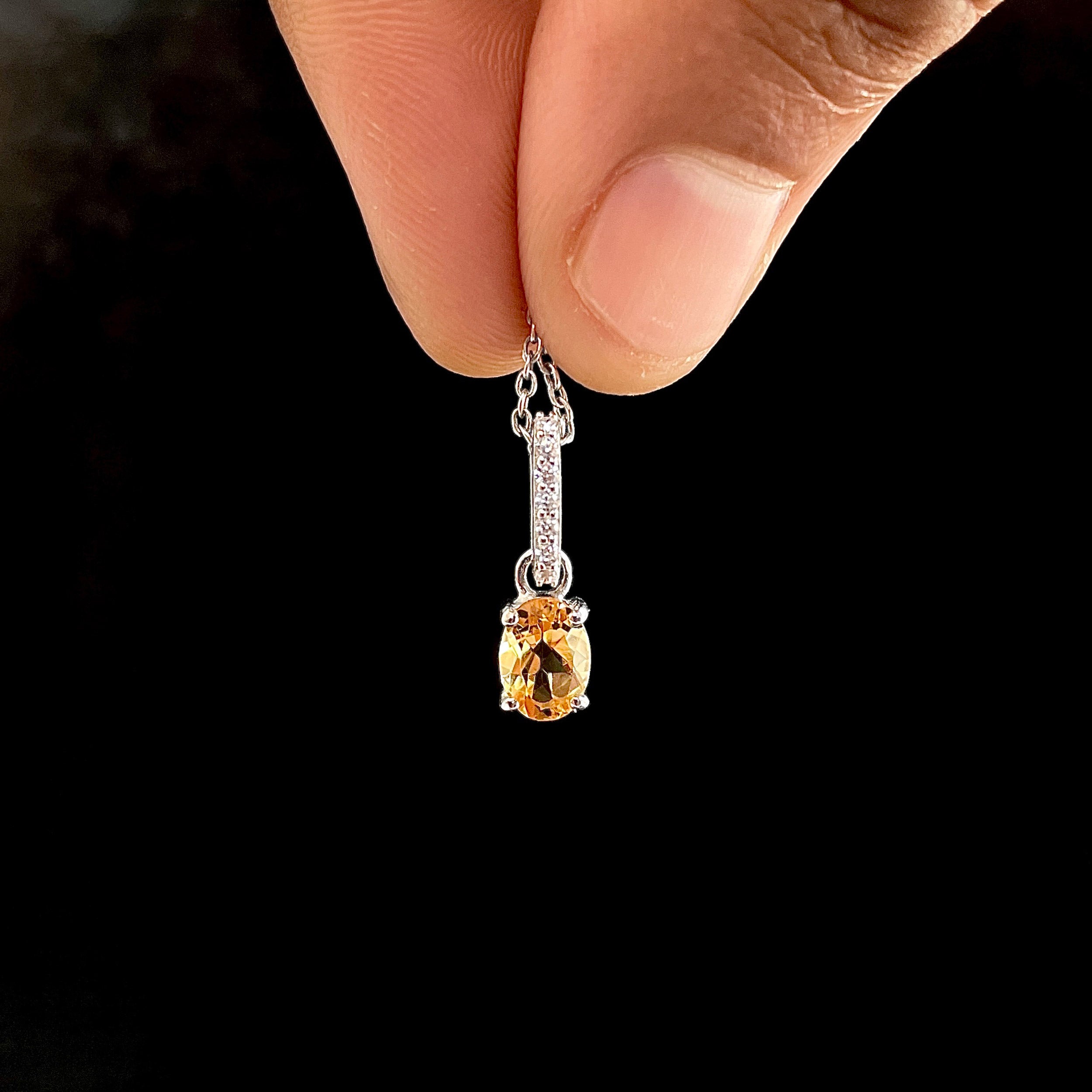 Citrine & White Topaz Pendant-(CIT-SP-915.)