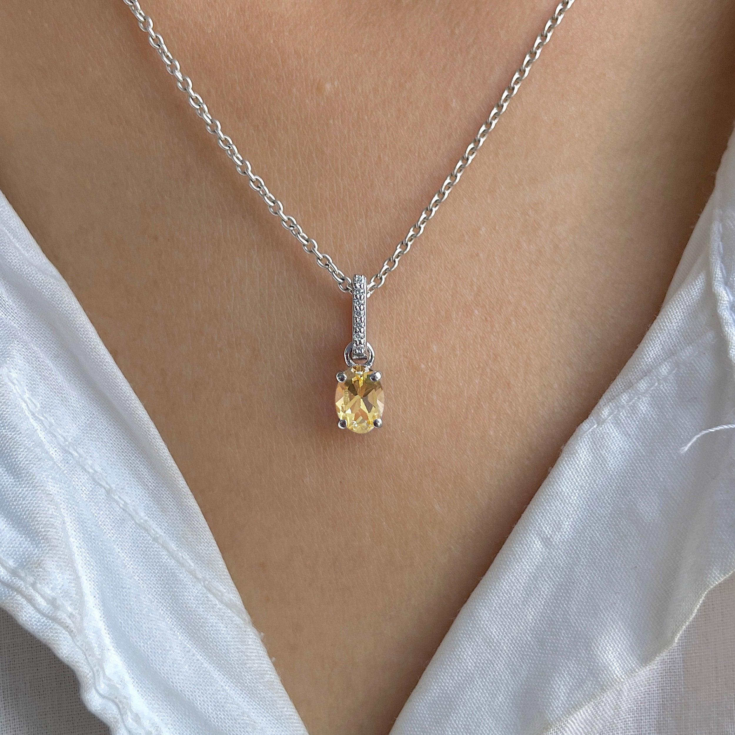 Citrine & White Topaz Pendant-(CIT-SP-915.)