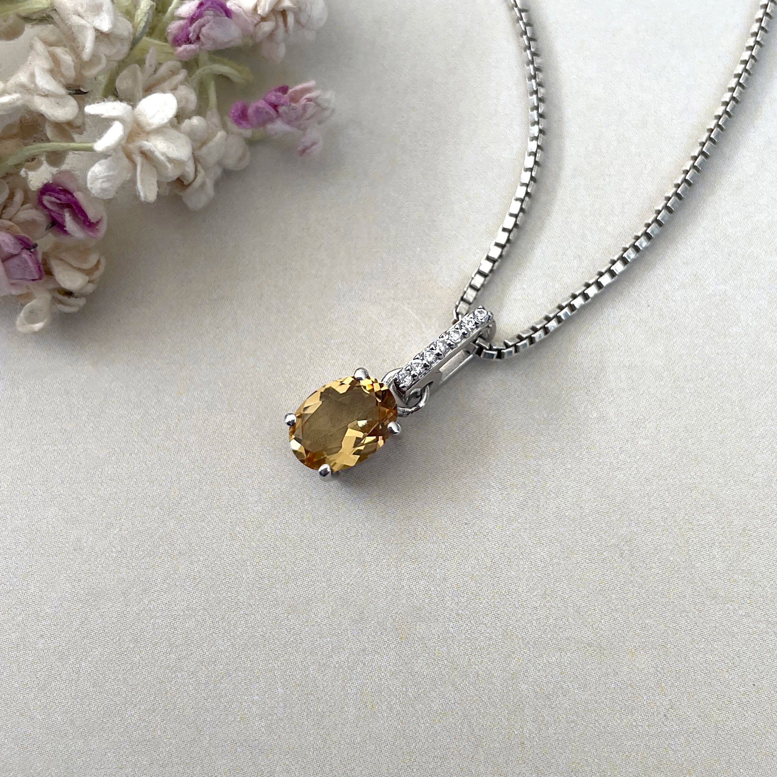 Citrine & White Topaz Pendant-(CIT-SP-920.)