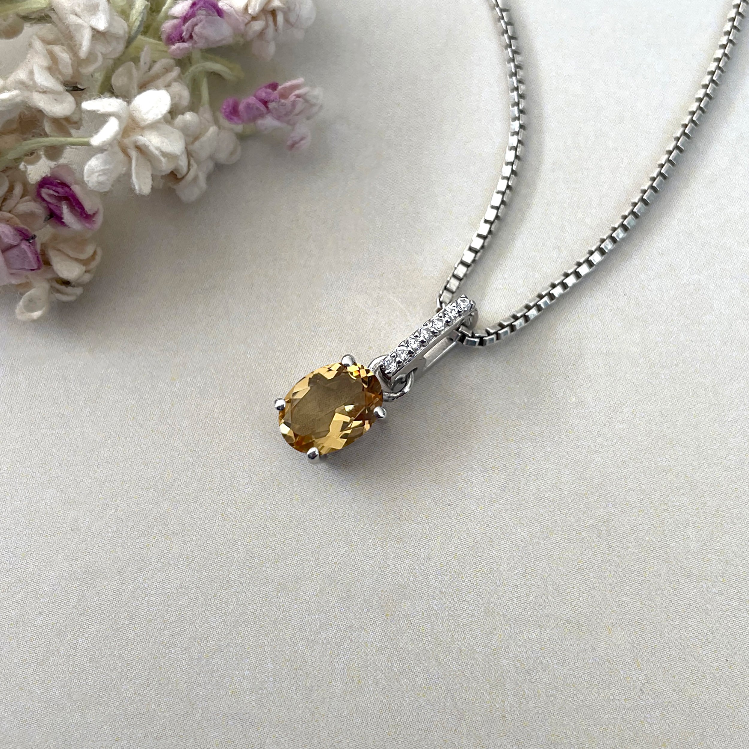 Citrine & White Topaz Pendant-(CIT-SP-920.)