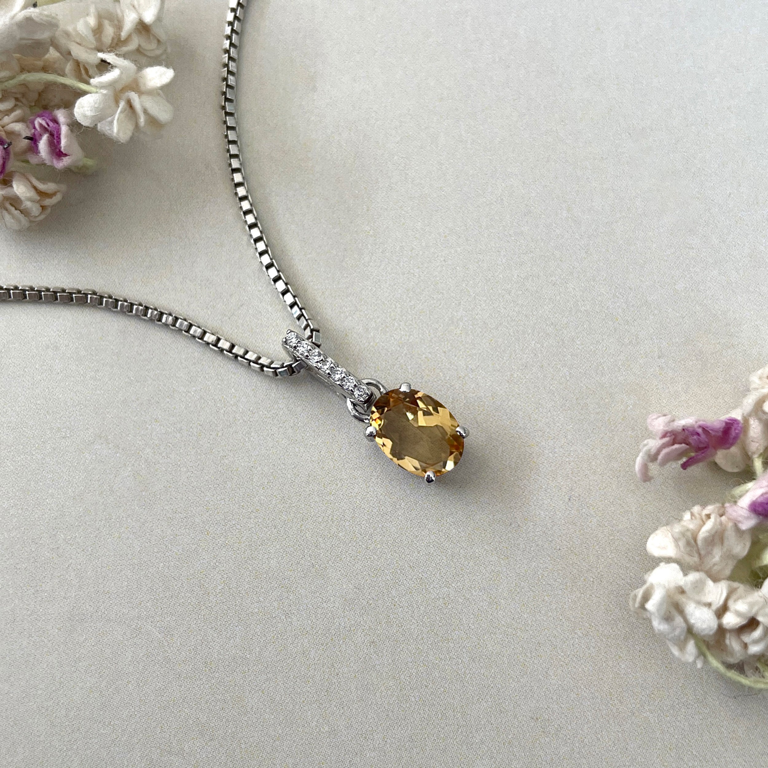 Citrine & White Topaz Pendant-(CIT-SP-920.)