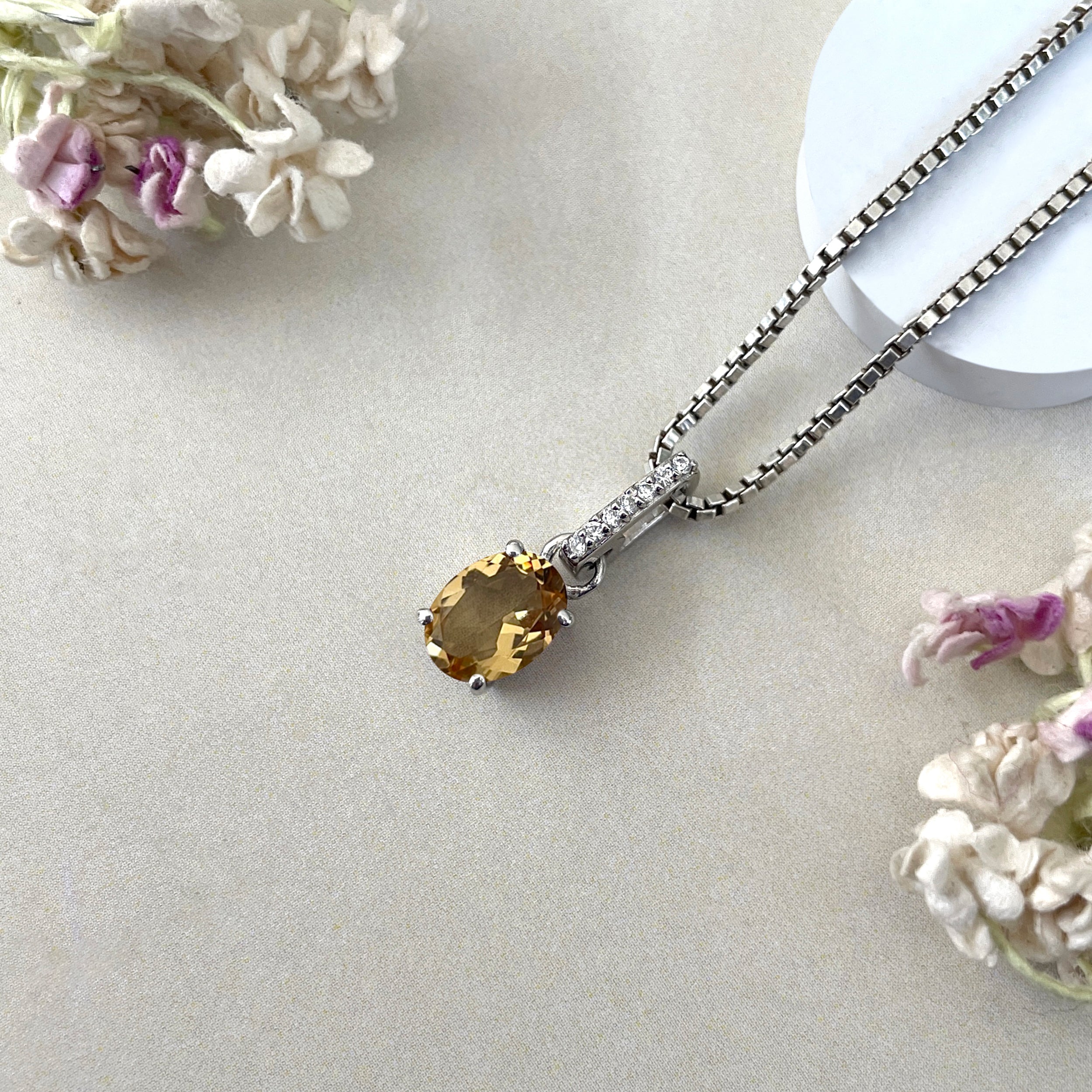 Citrine & White Topaz Pendant-(CIT-SP-920.)