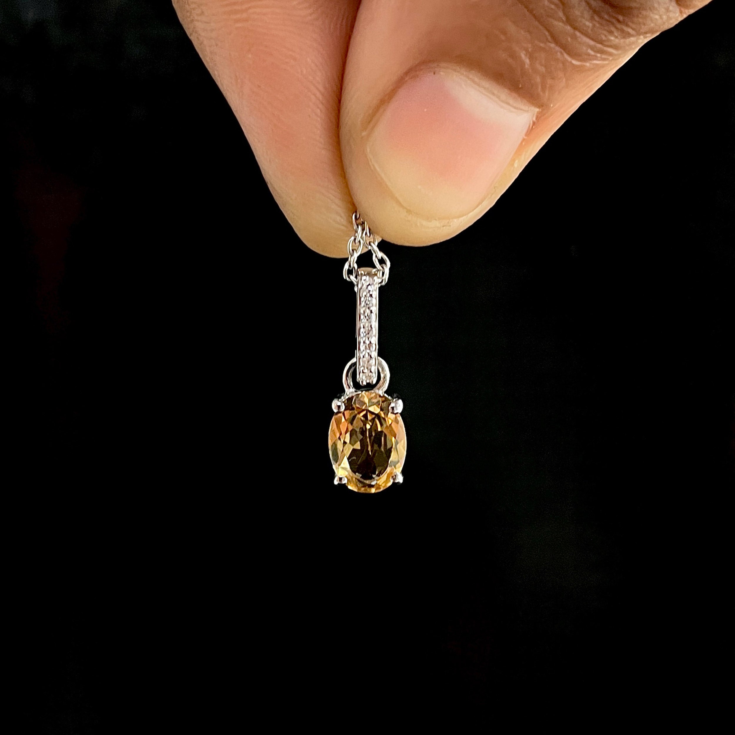 Citrine & White Topaz Pendant-(CIT-SP-920.)