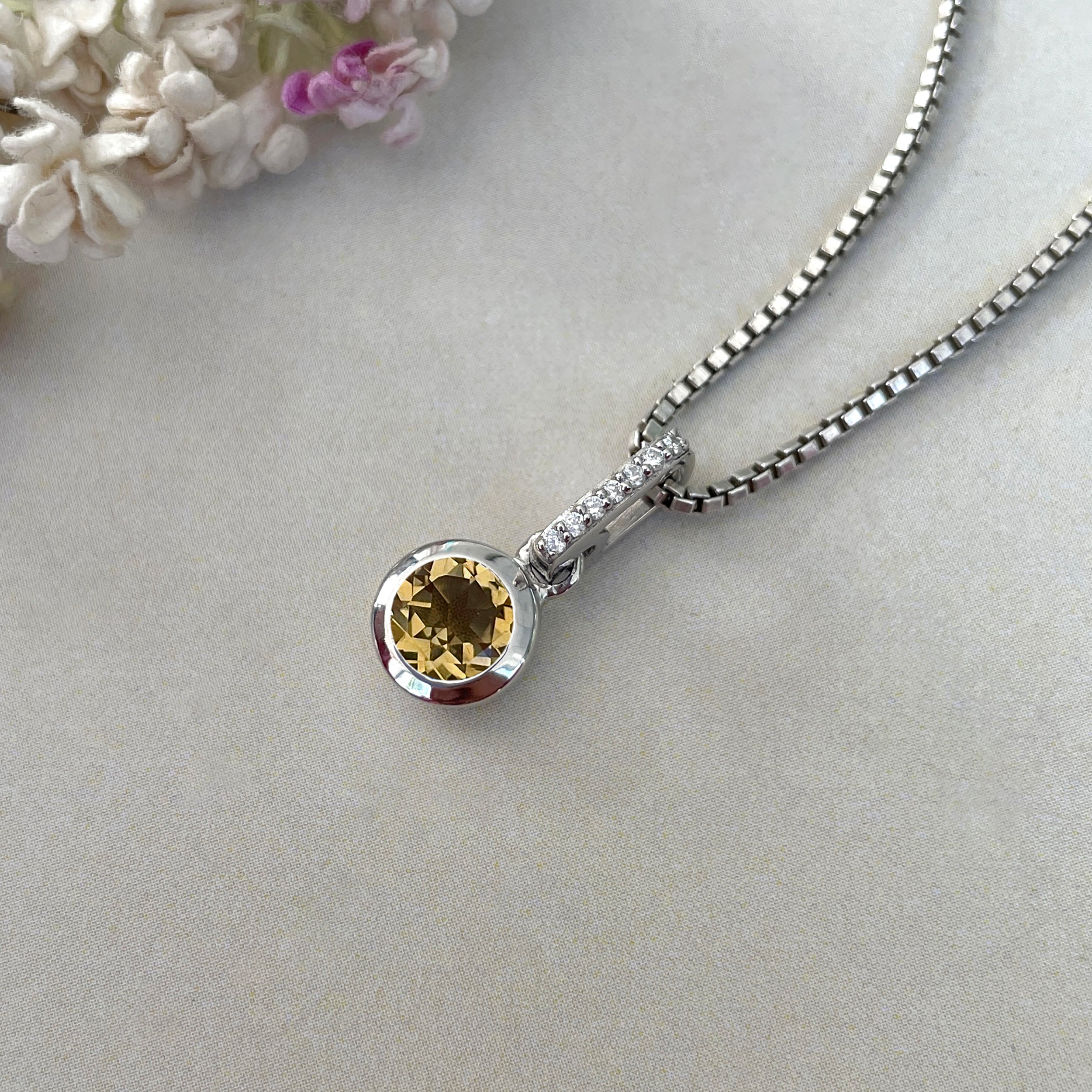 Citrine & White Topaz Pendant-(CIT-SP-958.)