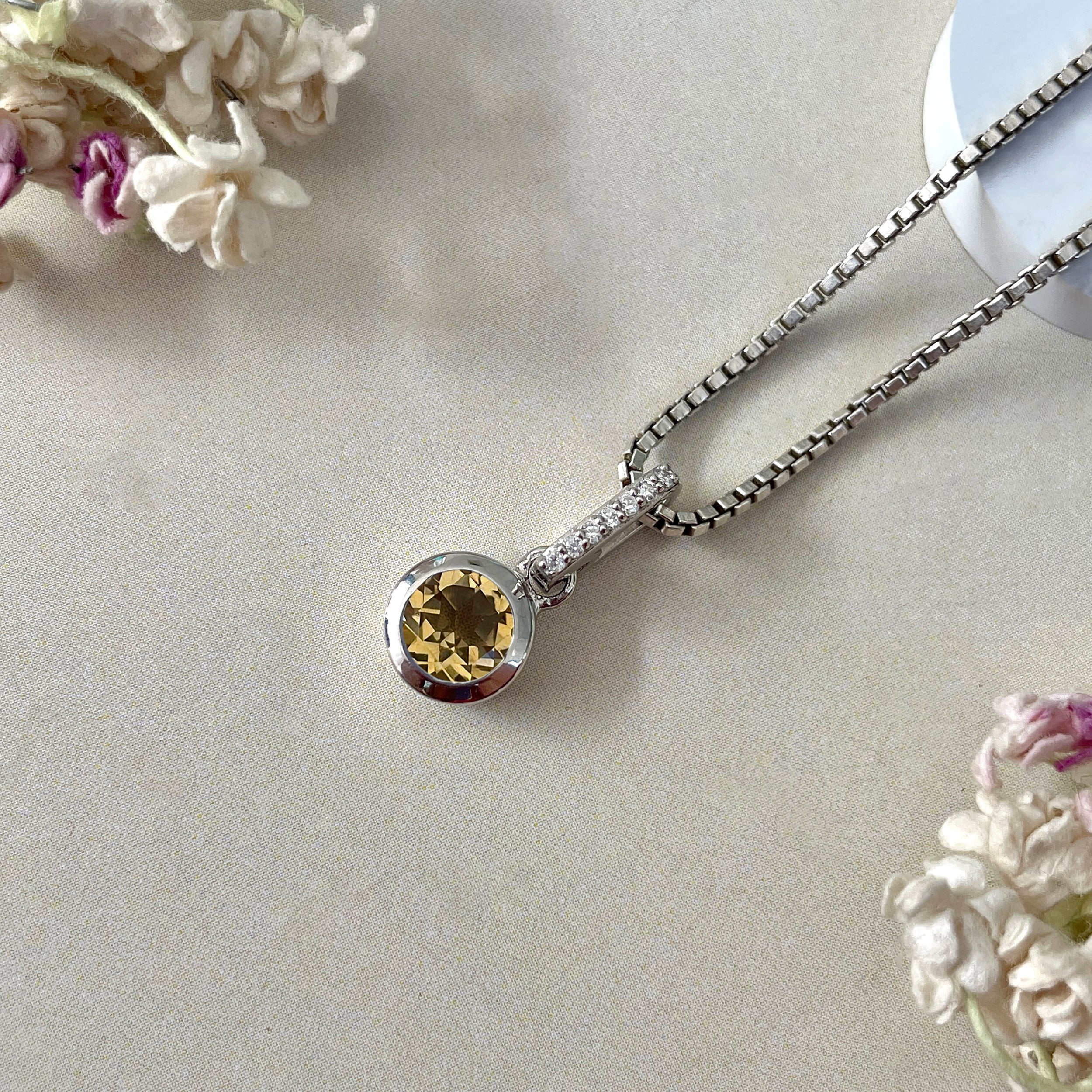 Citrine & White Topaz Pendant-(CIT-SP-958.)