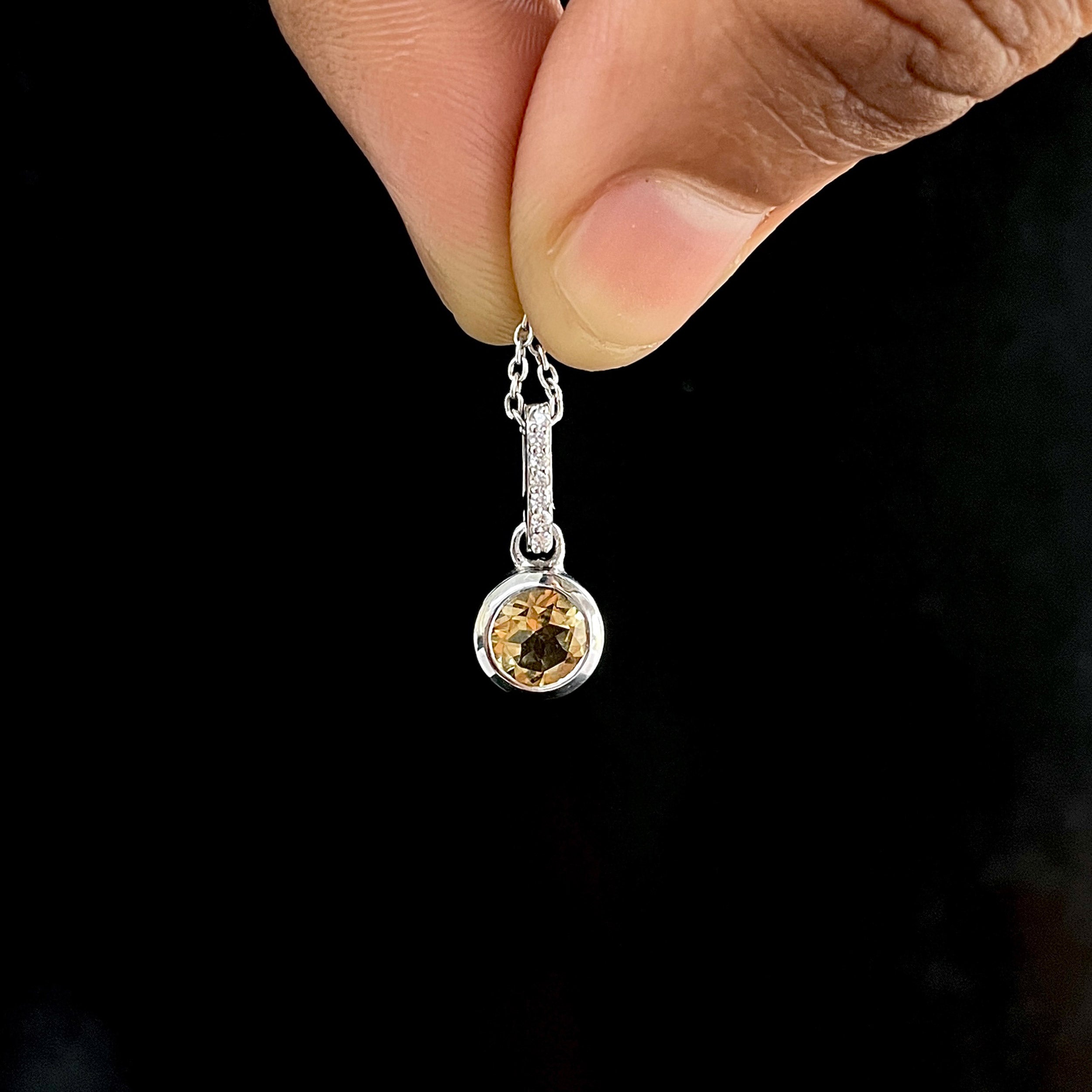 Citrine & White Topaz Pendant-(CIT-SP-958.)