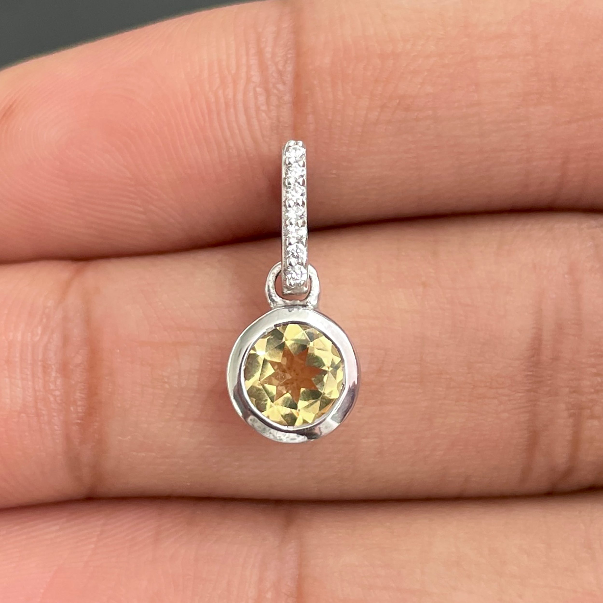 Citrine & White Topaz Pendant-(CIT-SP-958.)