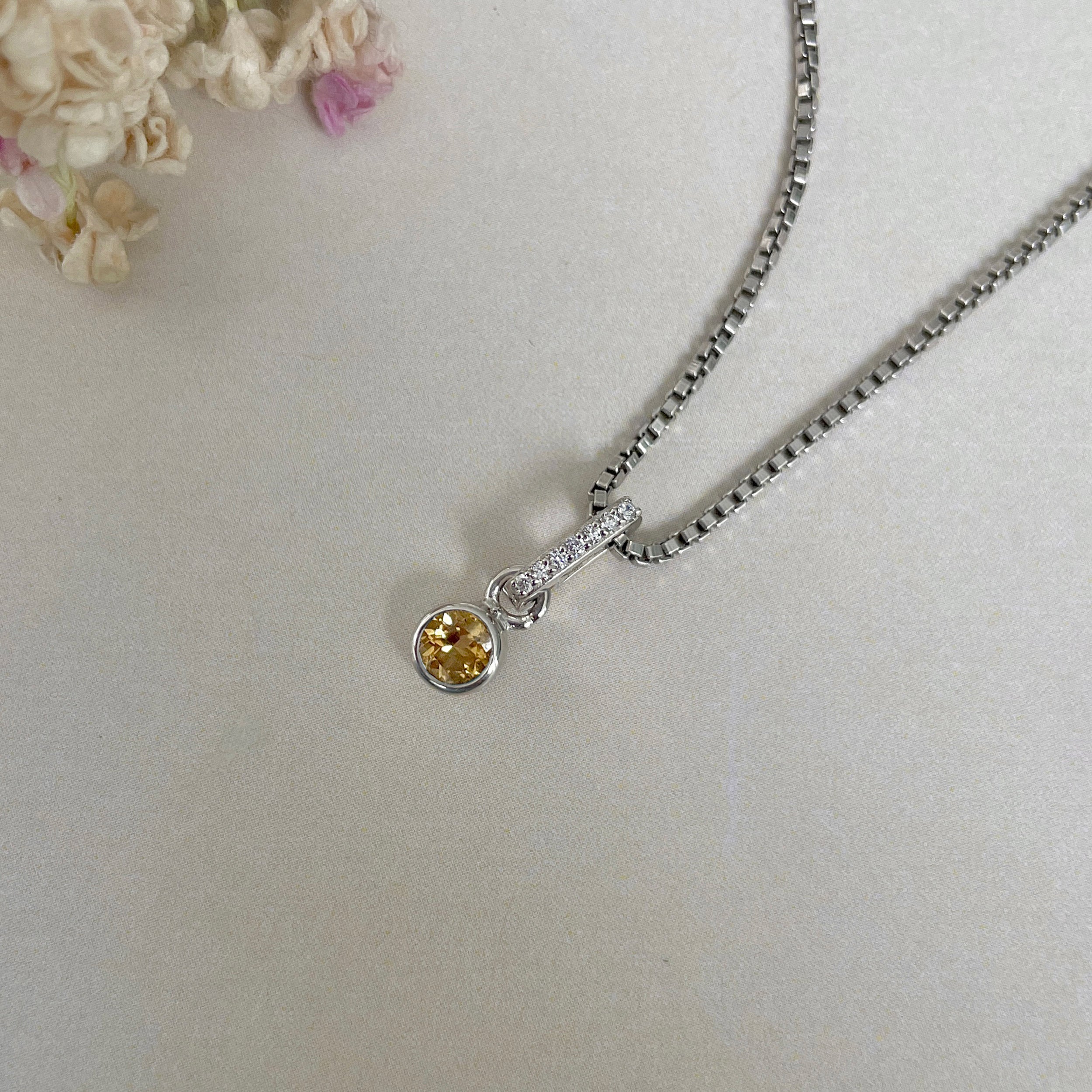 Citrine & White Topaz Pendant-( CIT-SP-999B.)