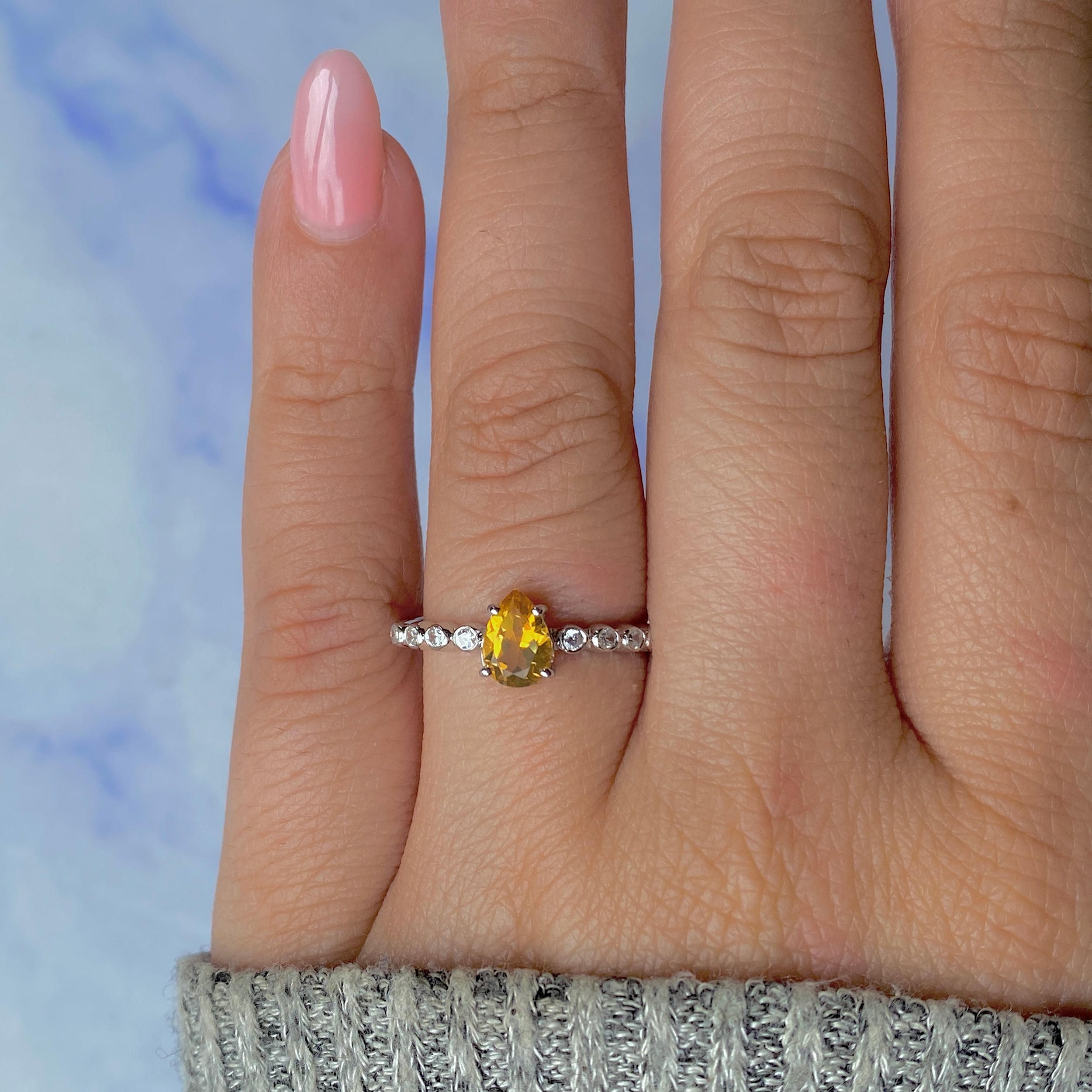 Citrine Ring-(CIT-SR-419D-W.)