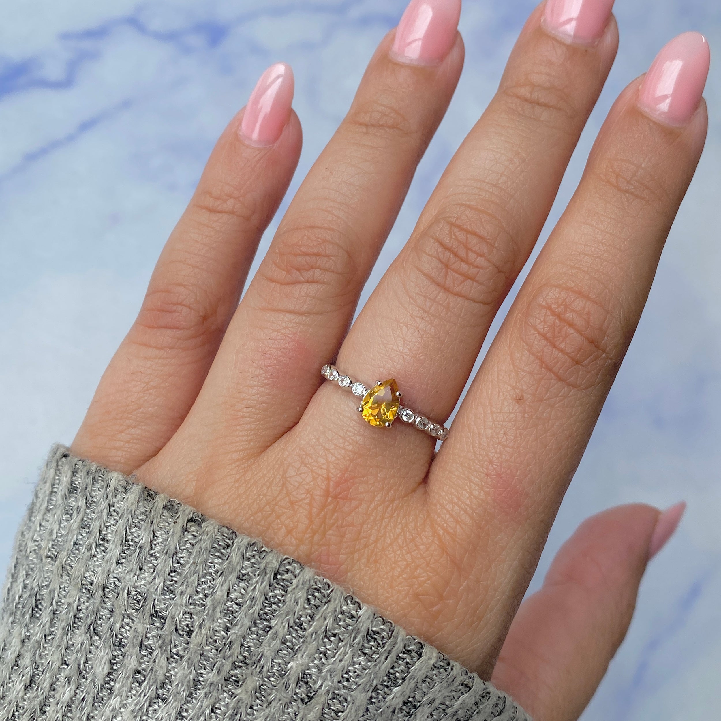 Citrine Ring-(CIT-SR-419D-W.)