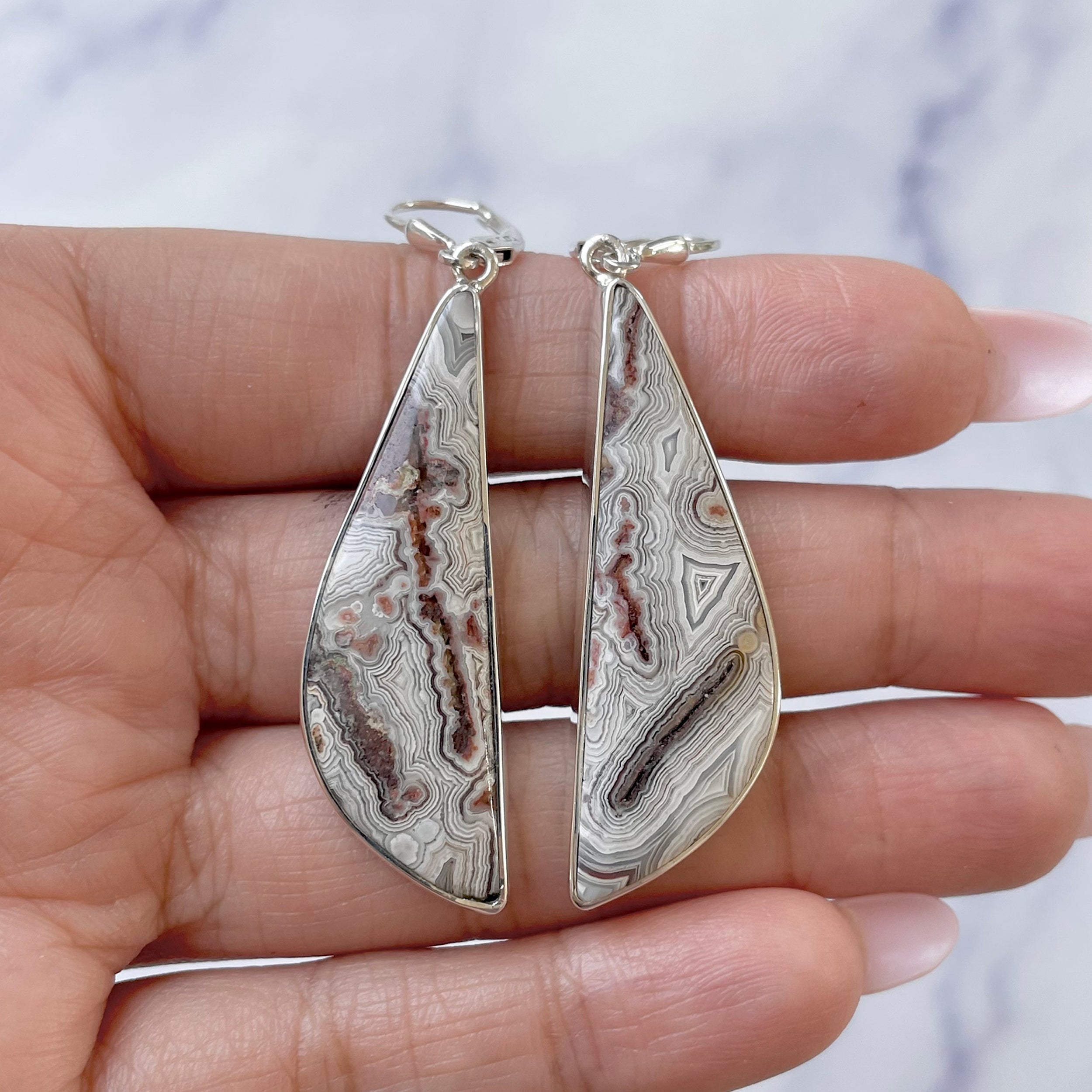 Crazy Lace Agate Earring-(CLA-E-19.)