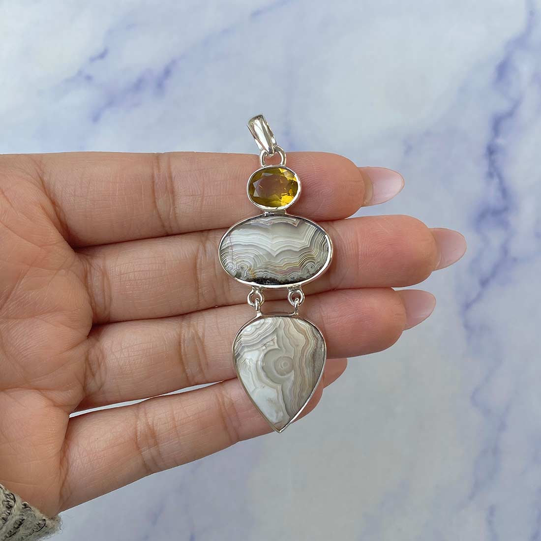 Crazy Lace Agate Pendant-(CLA-P-26.)