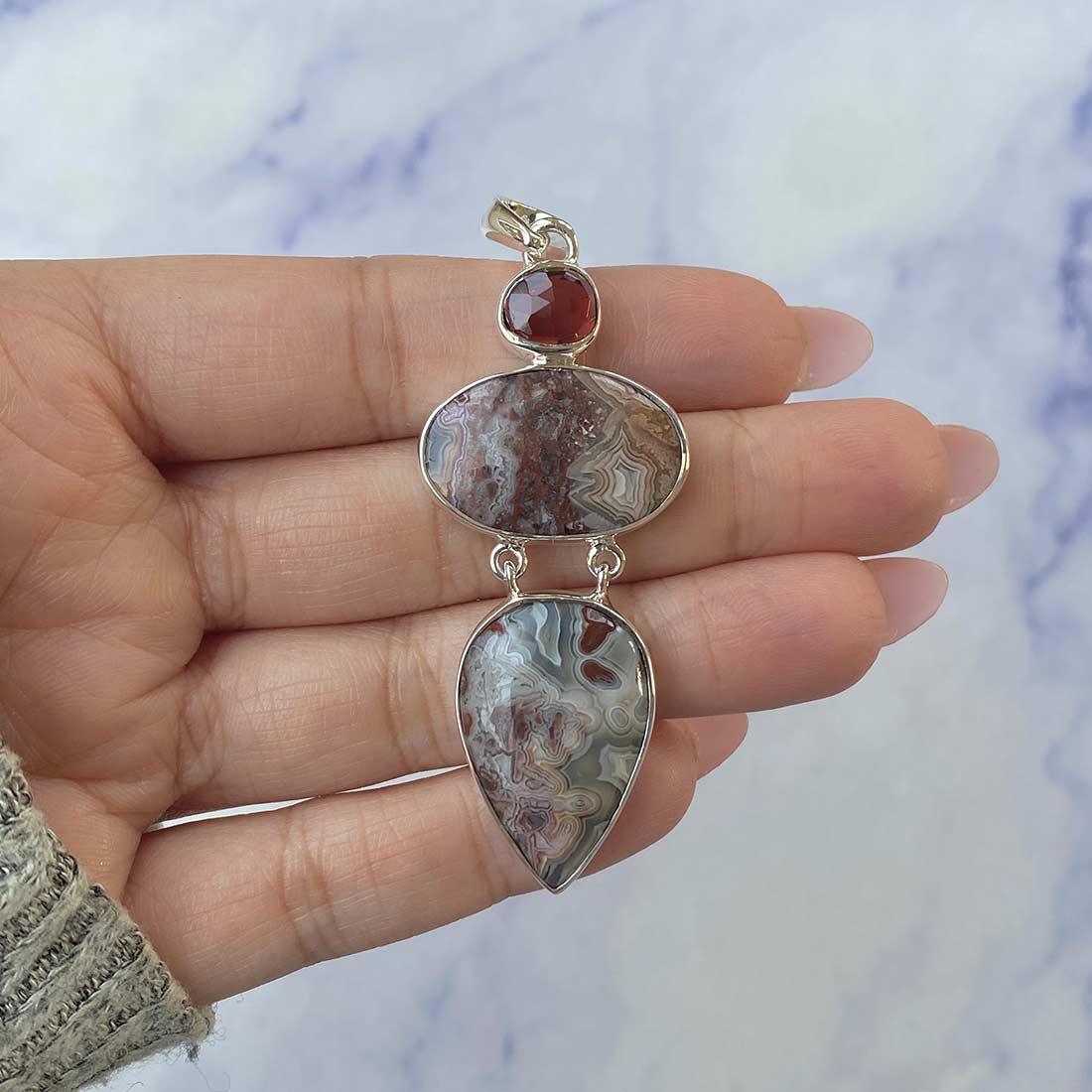 Crazy Lace Agate Pendant-(CLA-P-29.)