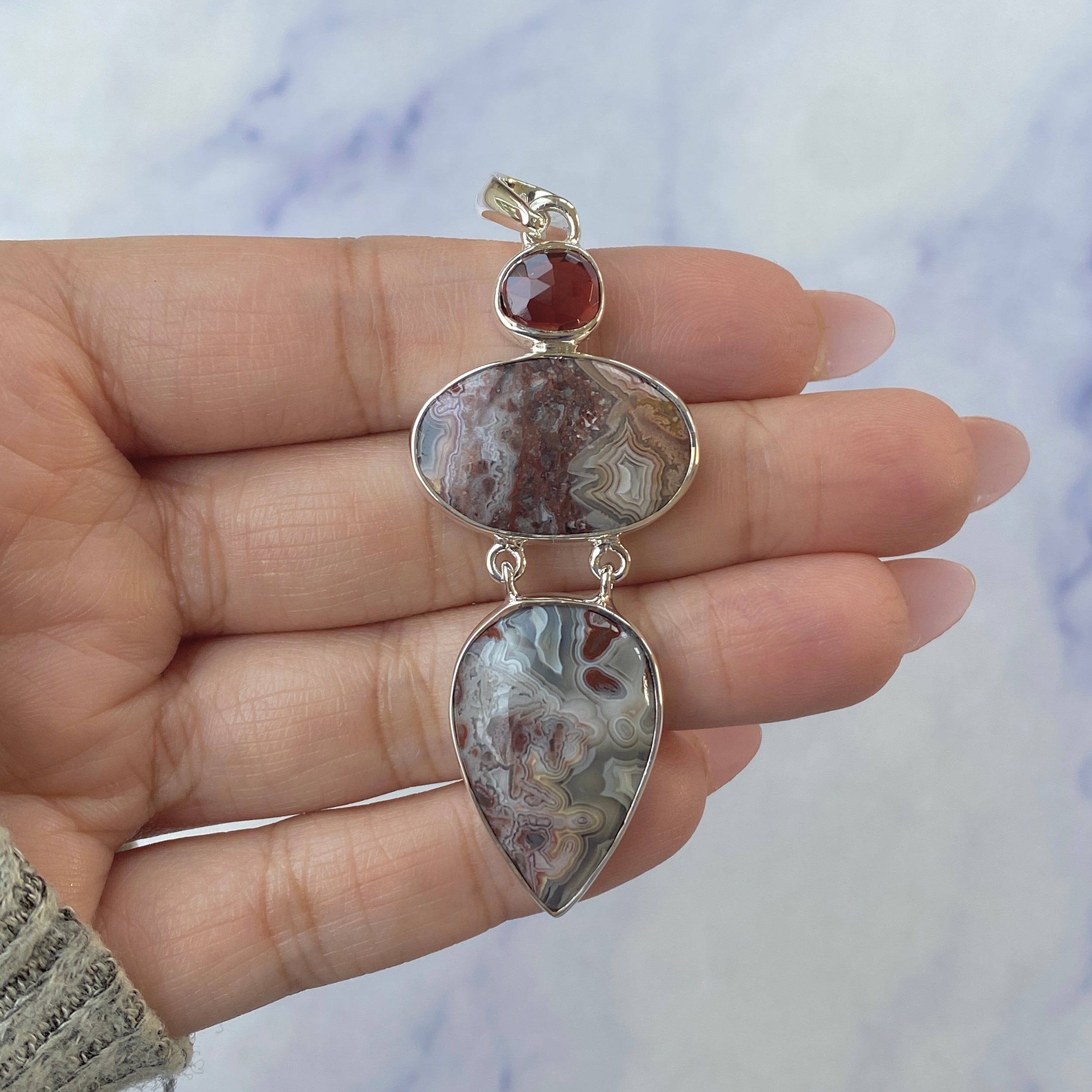 Crazy Lace Agate Pendant-(CLA-P-29.)