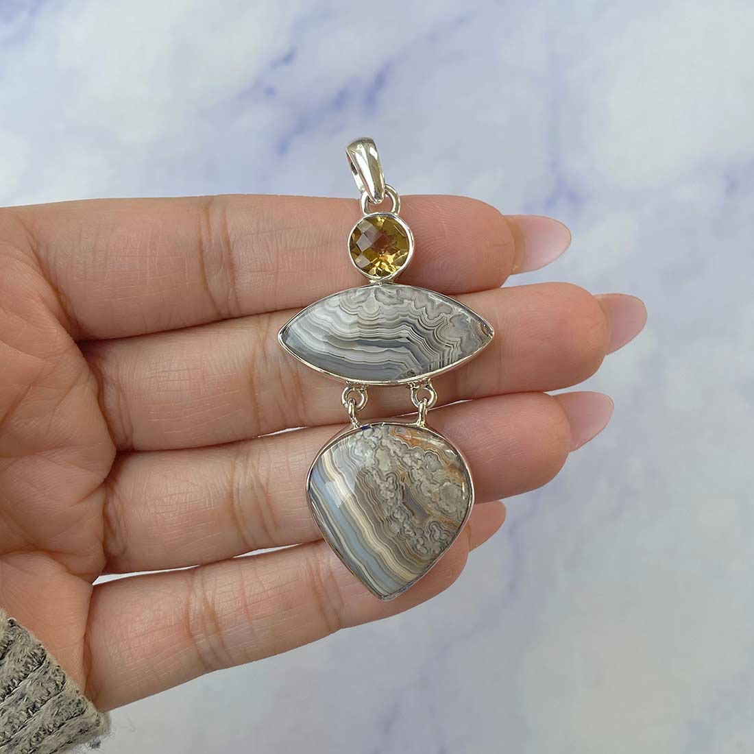 Crazy Lace Agate Pendant-(CLA-P-31.)