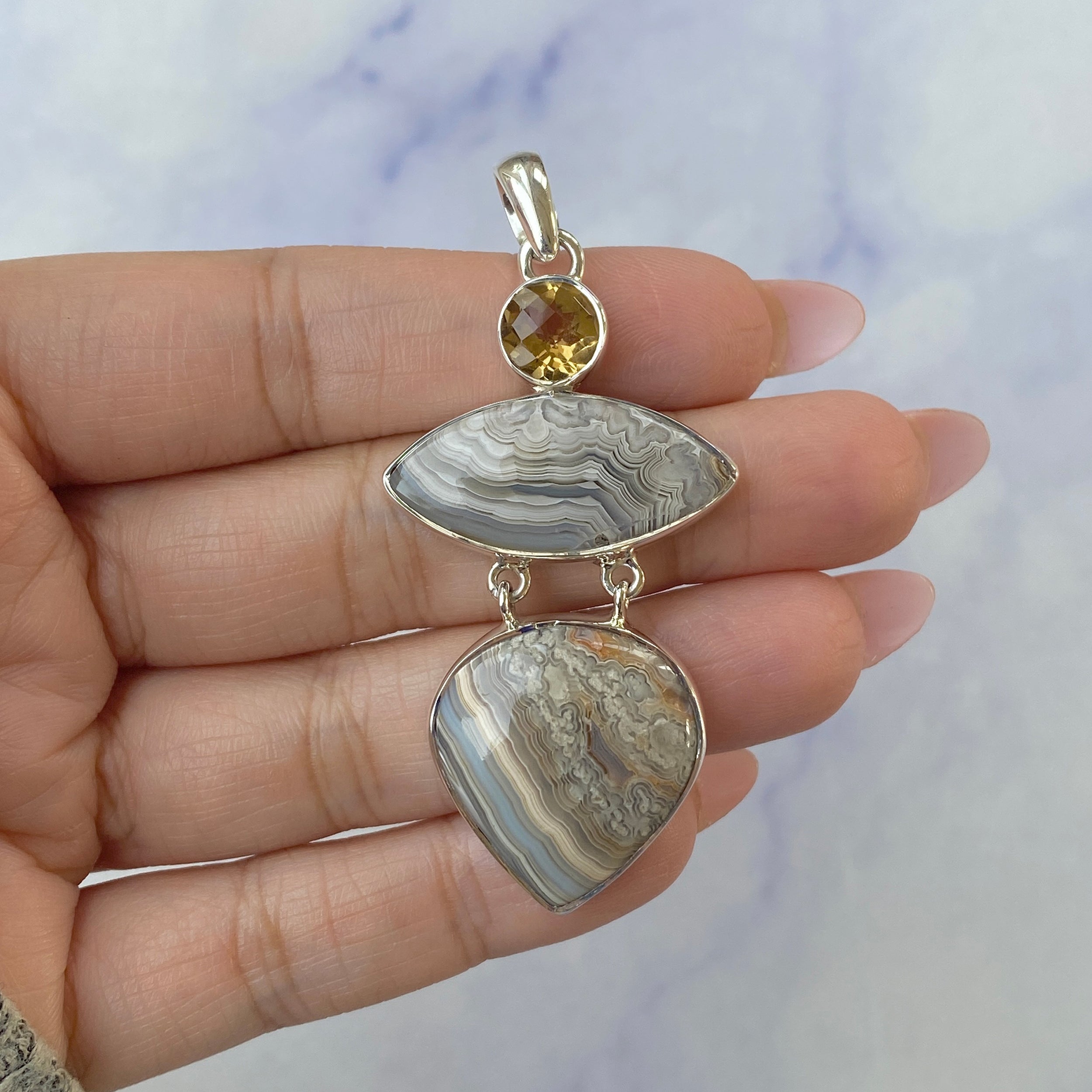 Crazy Lace Agate Pendant-(CLA-P-31.)