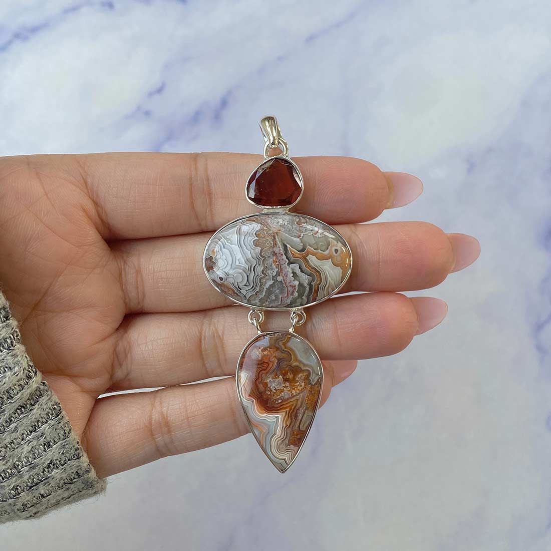 Crazy Lace Agate Pendant-(CLA-P-32.)