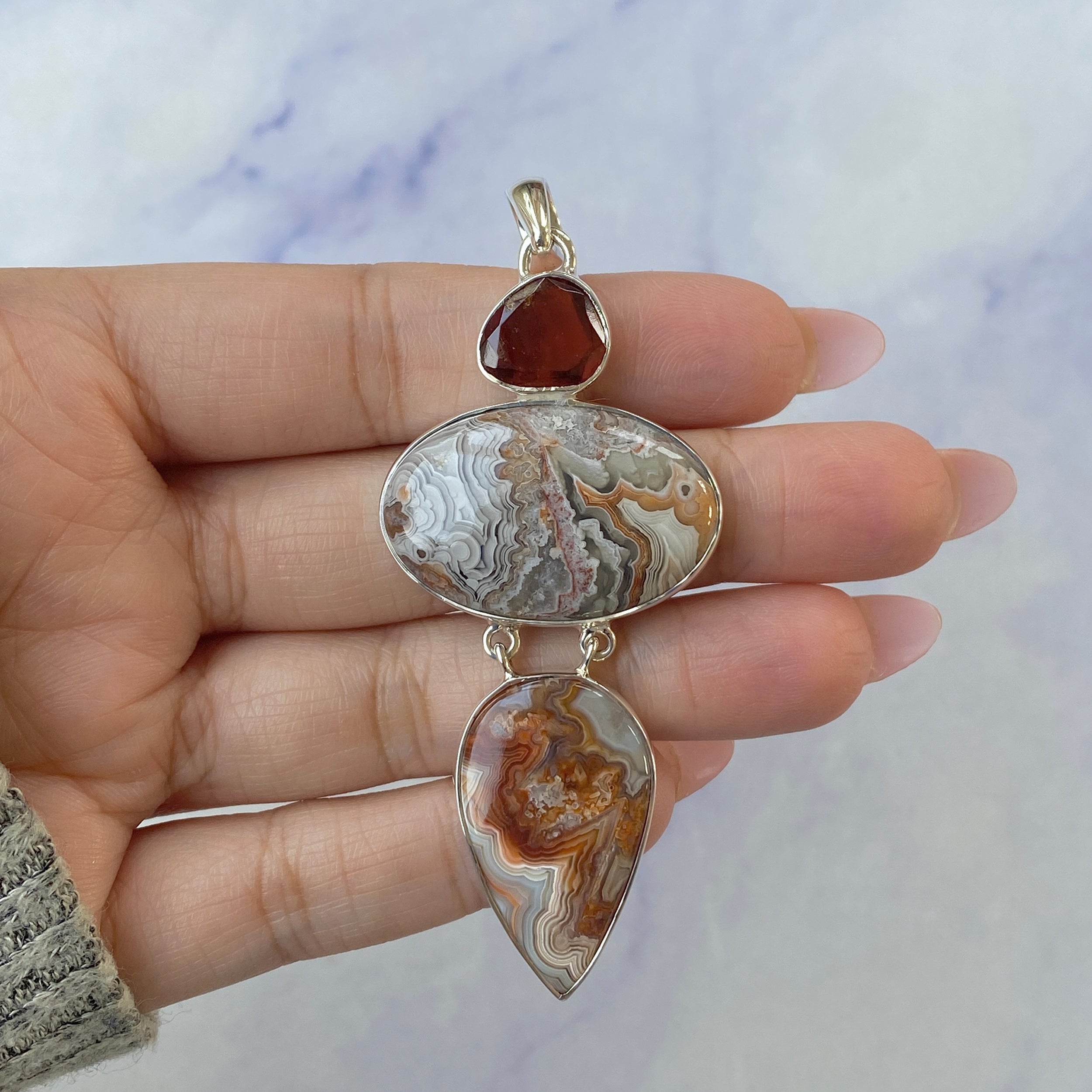 Crazy Lace Agate Pendant-(CLA-P-32.)