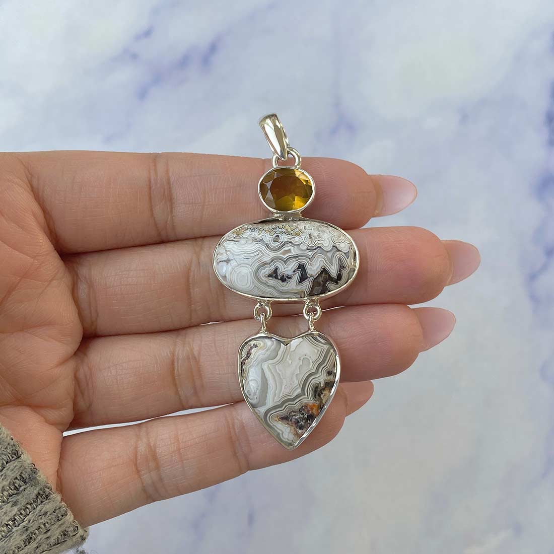 Crazy Lace Agate Pendant-(CLA-P-34.)