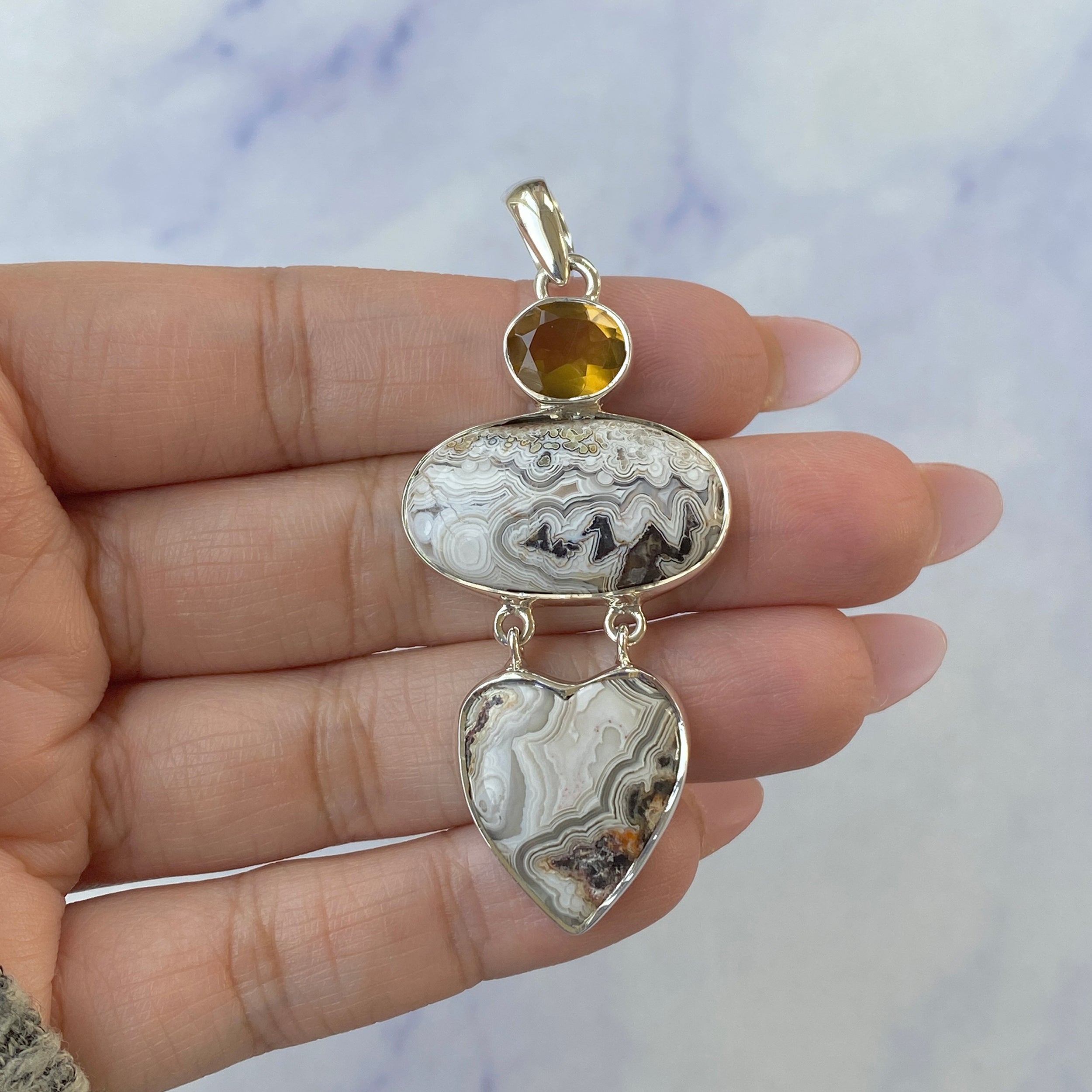 Crazy Lace Agate Pendant-(CLA-P-34.)