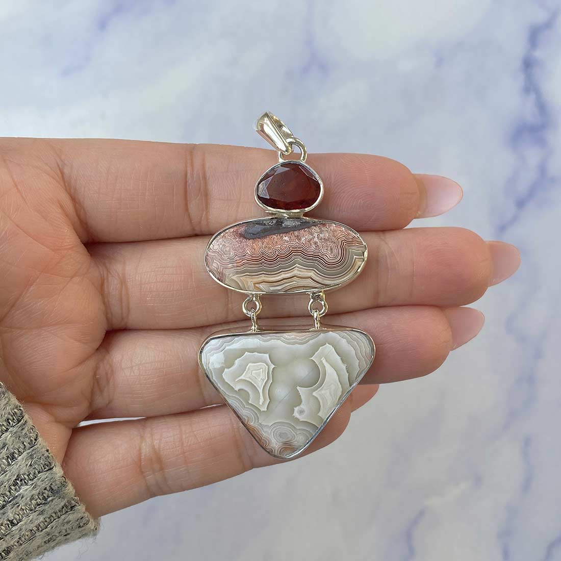 Crazy Lace Agate Pendant-(CLA-P-37.)