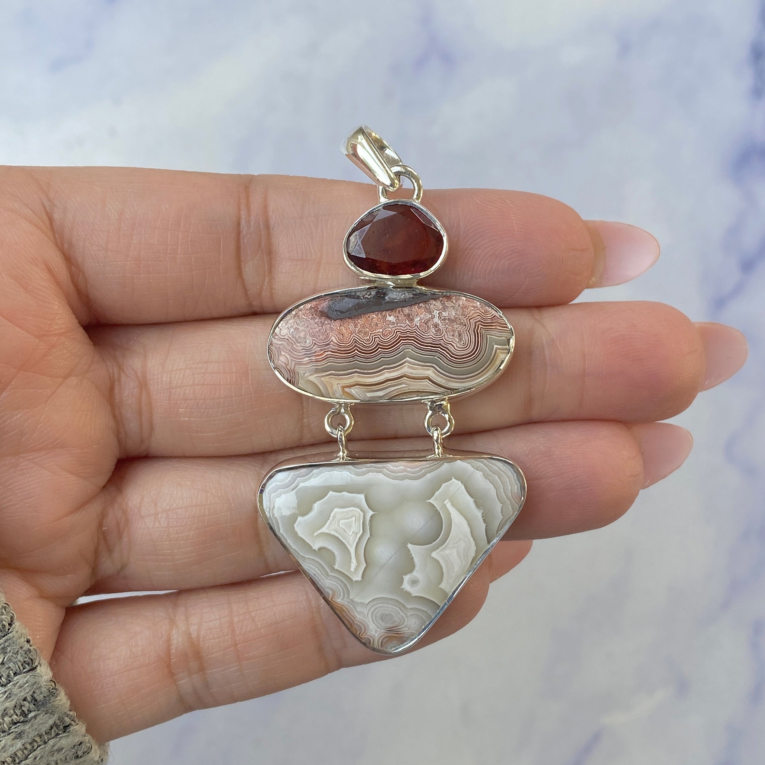 Crazy Lace Agate Pendant-(CLA-P-37.)