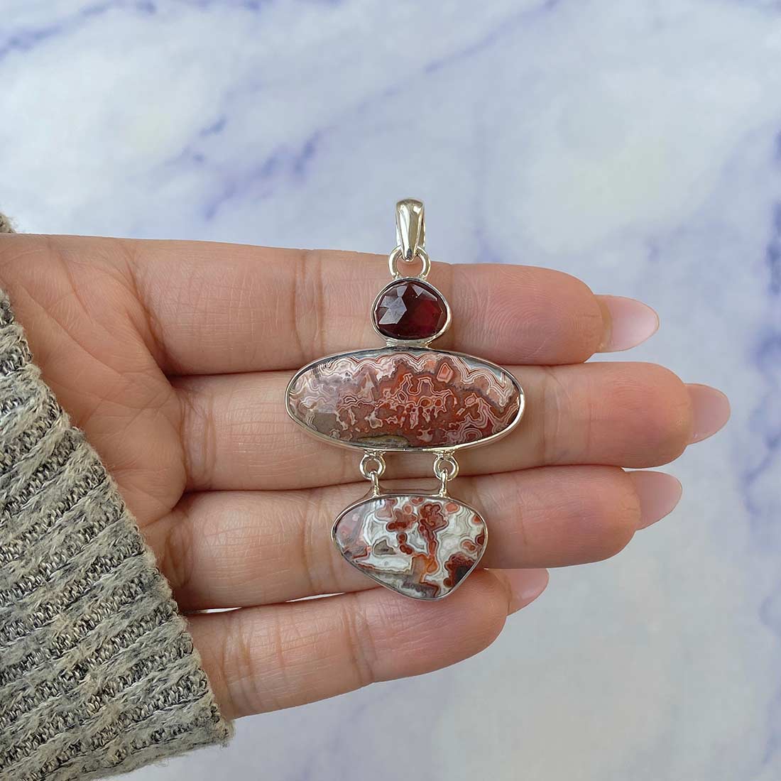 Crazy Lace Agate Pendant-(CLA-P-39.)