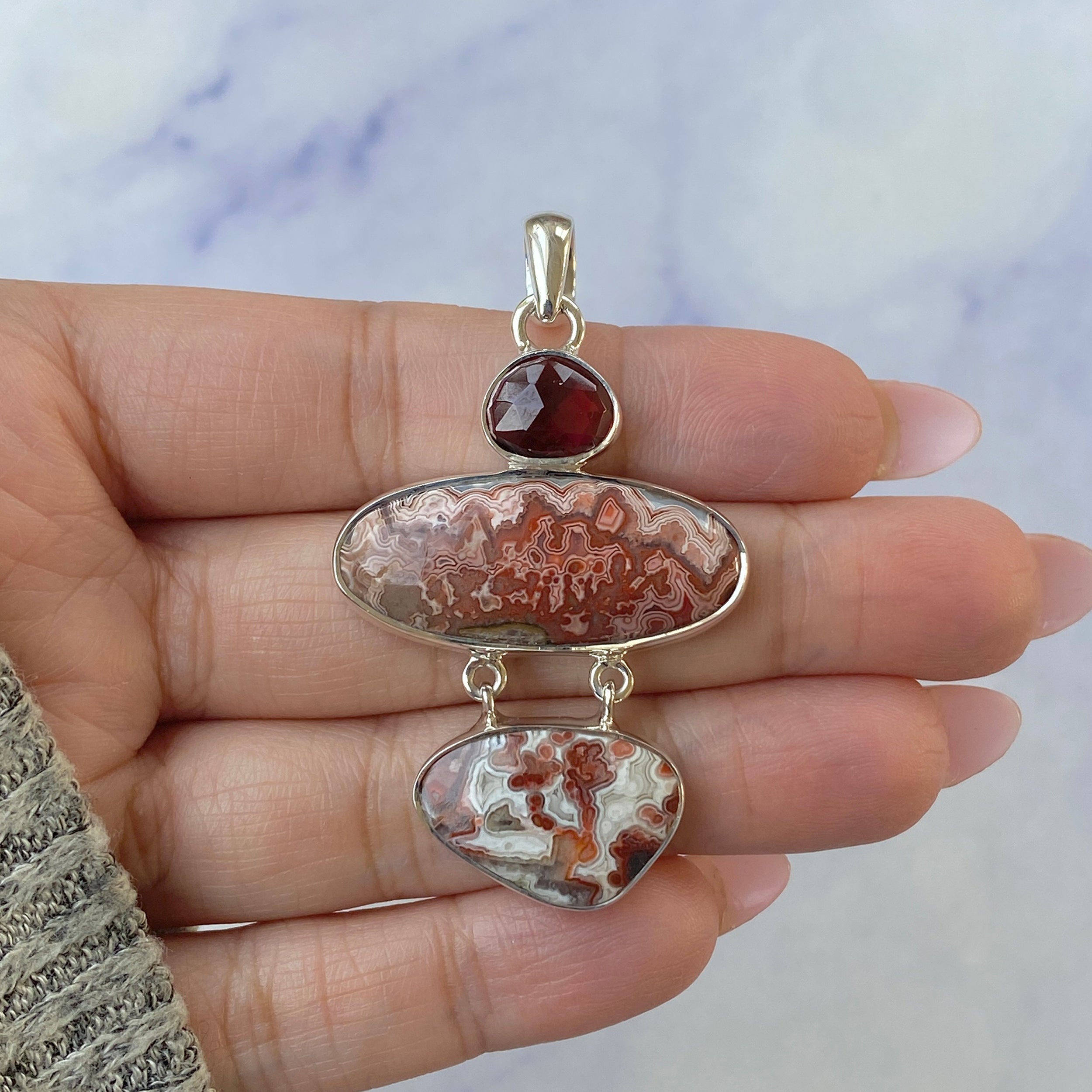 Crazy Lace Agate Pendant-(CLA-P-39.)