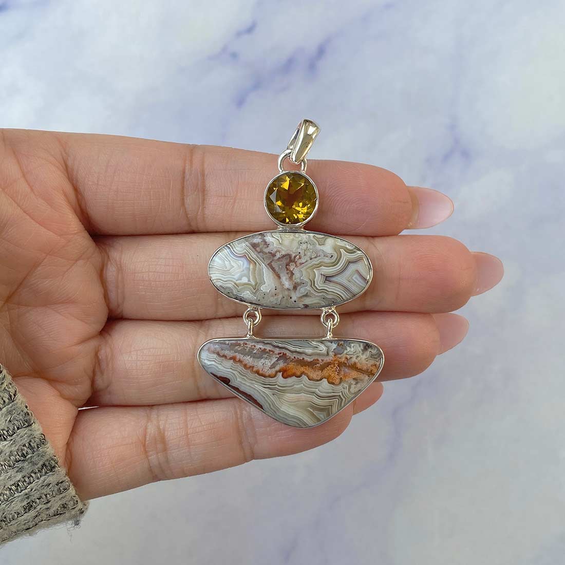 Crazy Lace Agate Pendant-(CLA-P-41.)