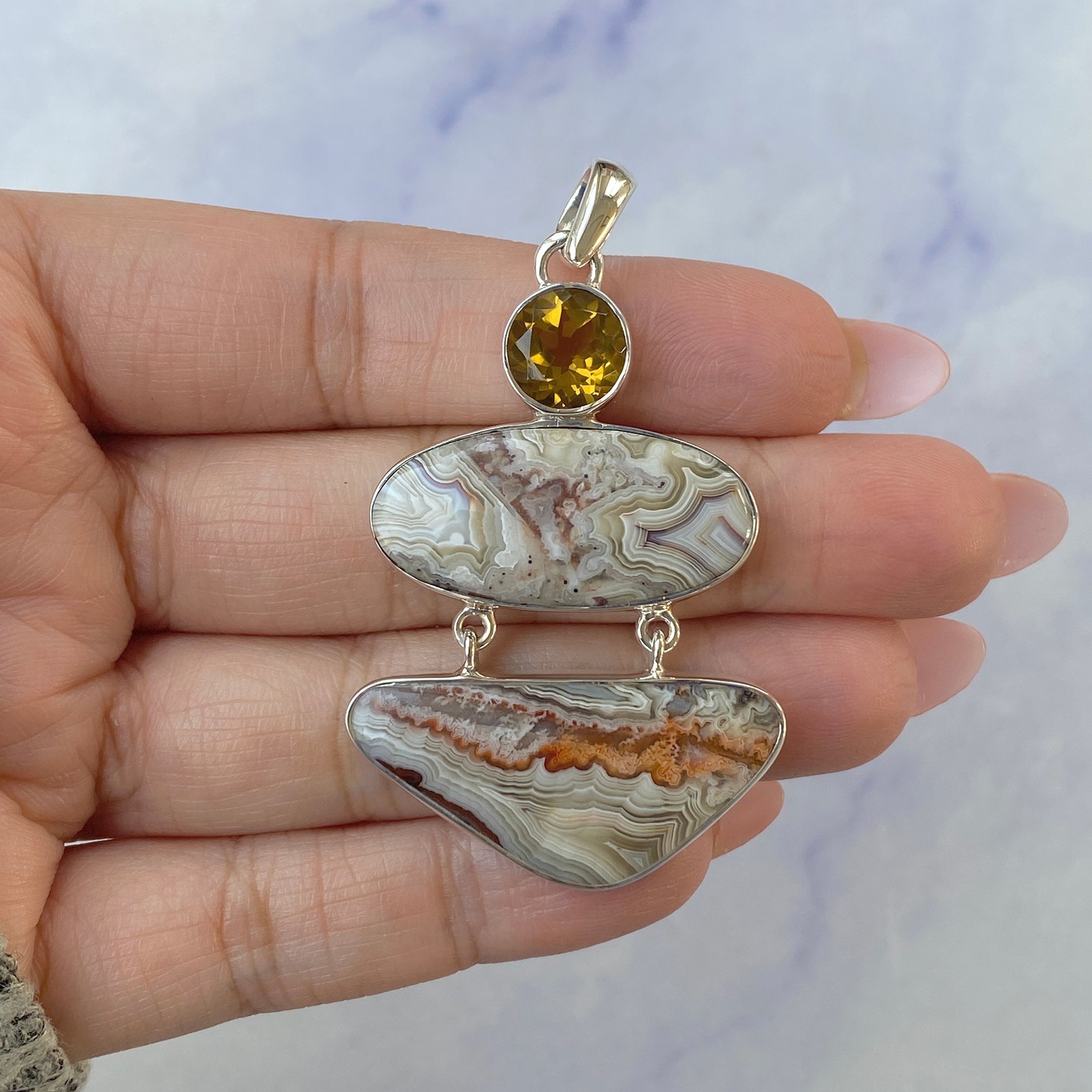 Crazy Lace Agate Pendant-(CLA-P-41.)