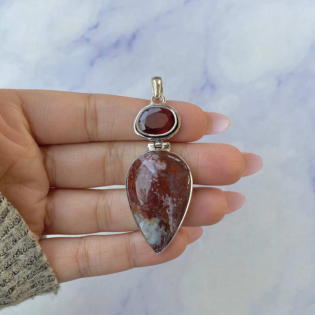 Crazy Lace Agate Pendant-(CLA-P-42.)