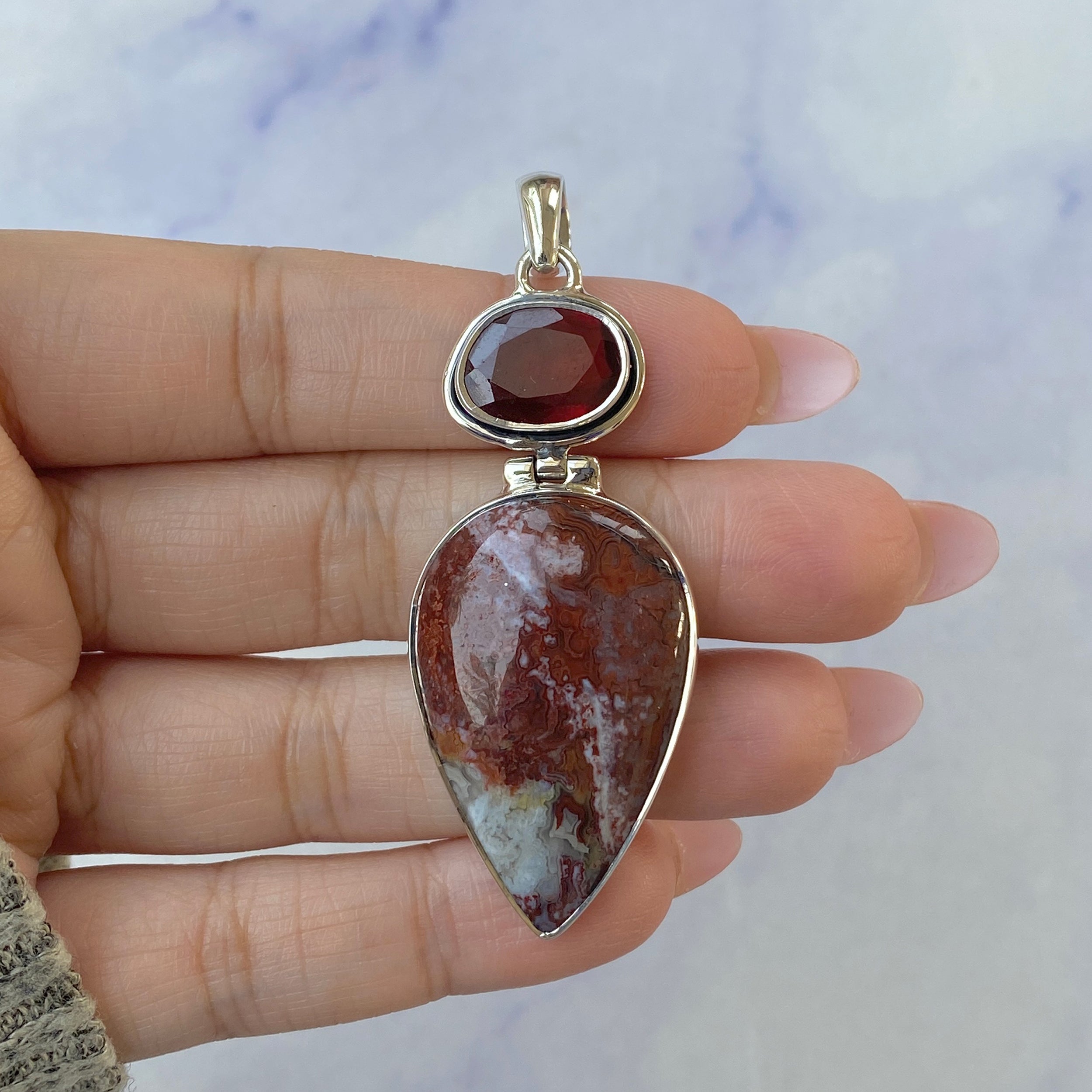Crazy Lace Agate Pendant-(CLA-P-42.)