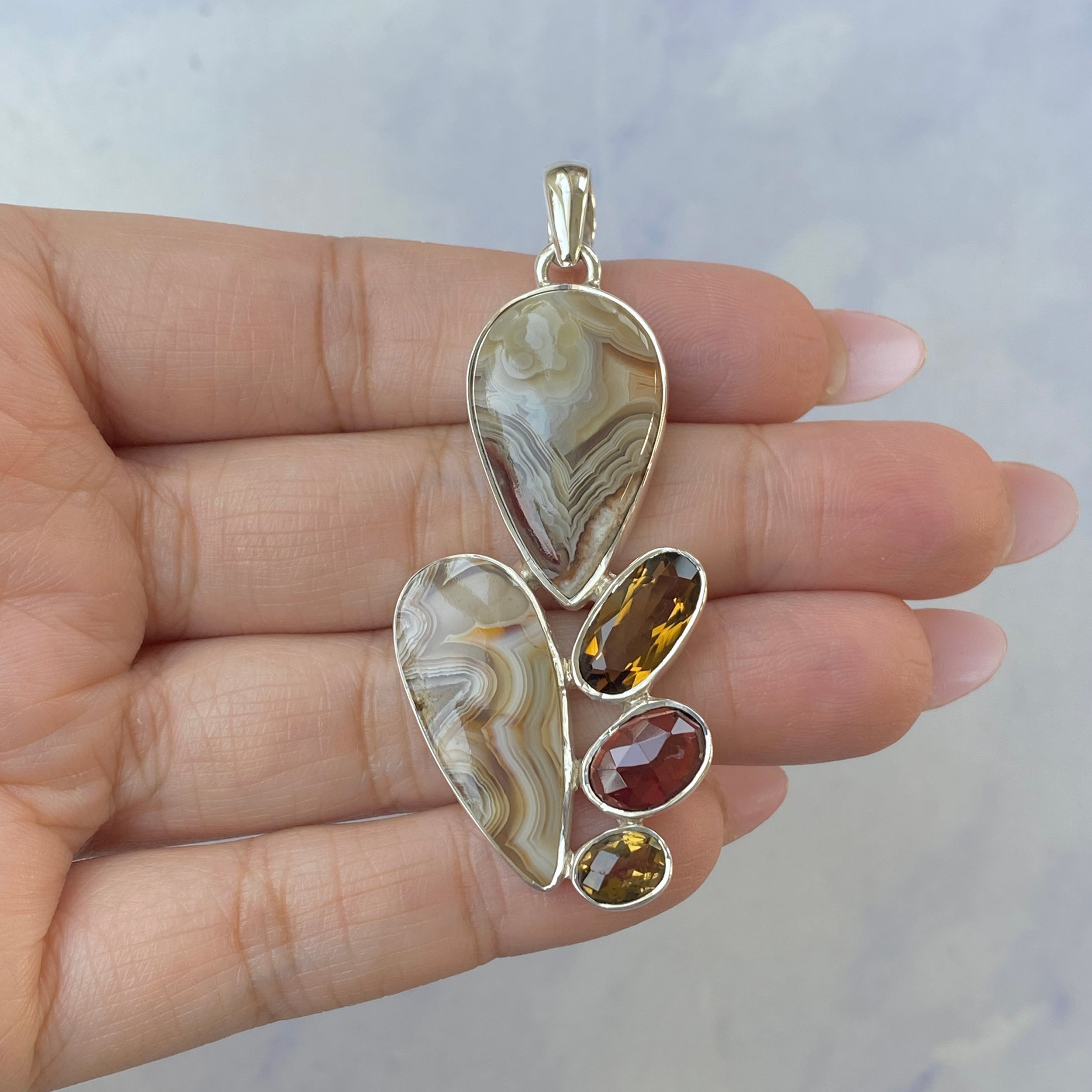 Crazy Lace Agate Pendant-(CLA-P-43.)
