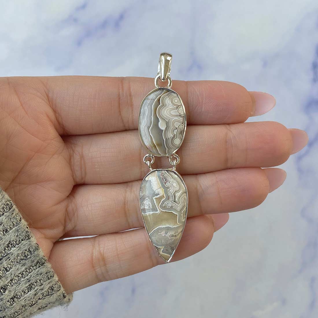 Crazy Lace Agate Pendant-(CLA-P-45.)