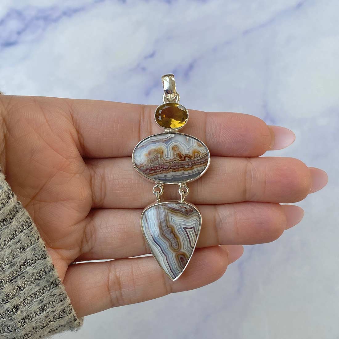 Crazy Lace Agate Pendant-(CLA-P-48.)