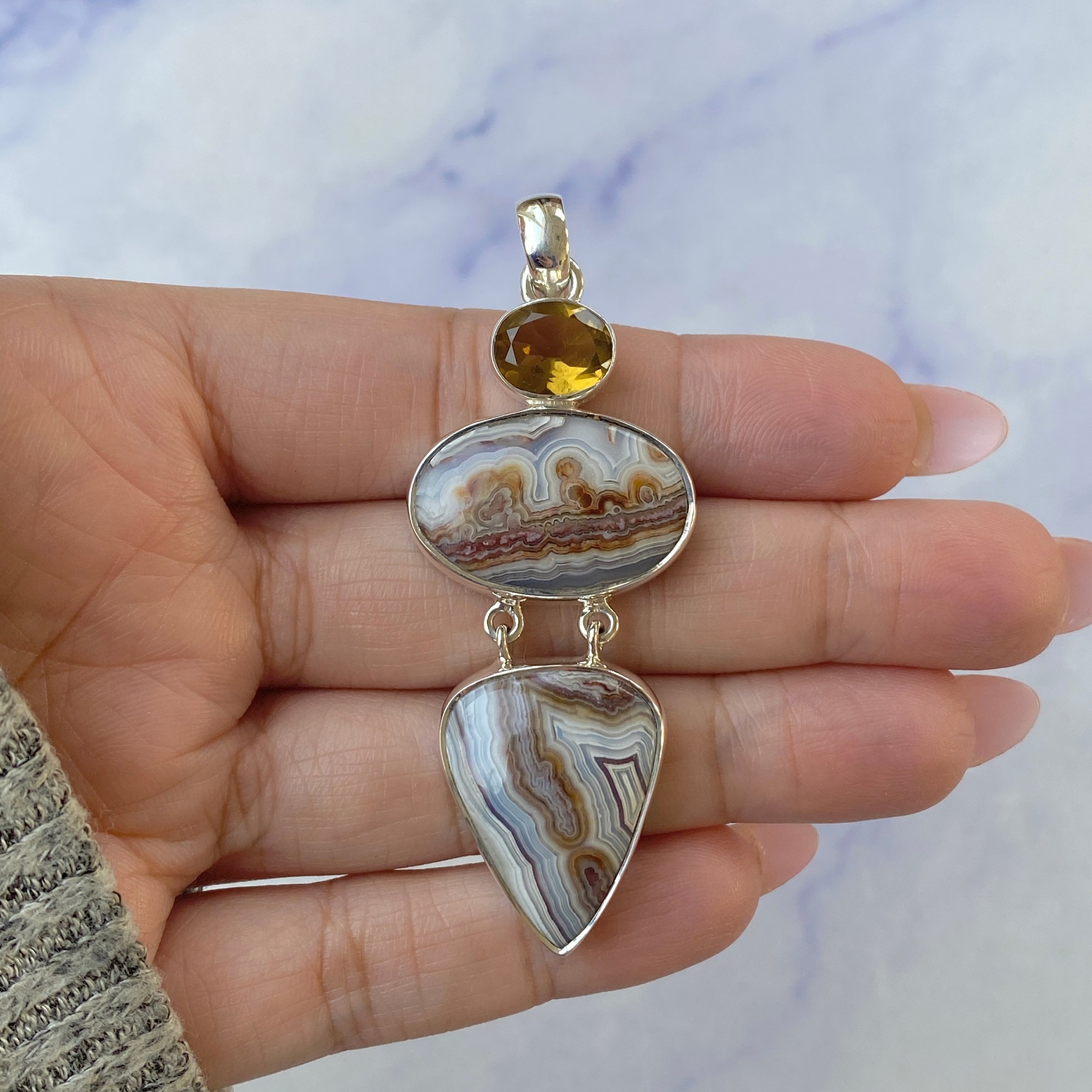 Crazy Lace Agate Pendant-(CLA-P-48.)